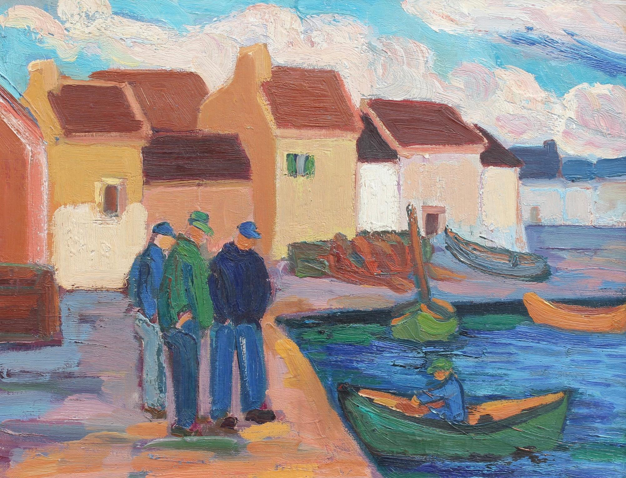 The Fishermen - Moderne Painting par Anna Costa