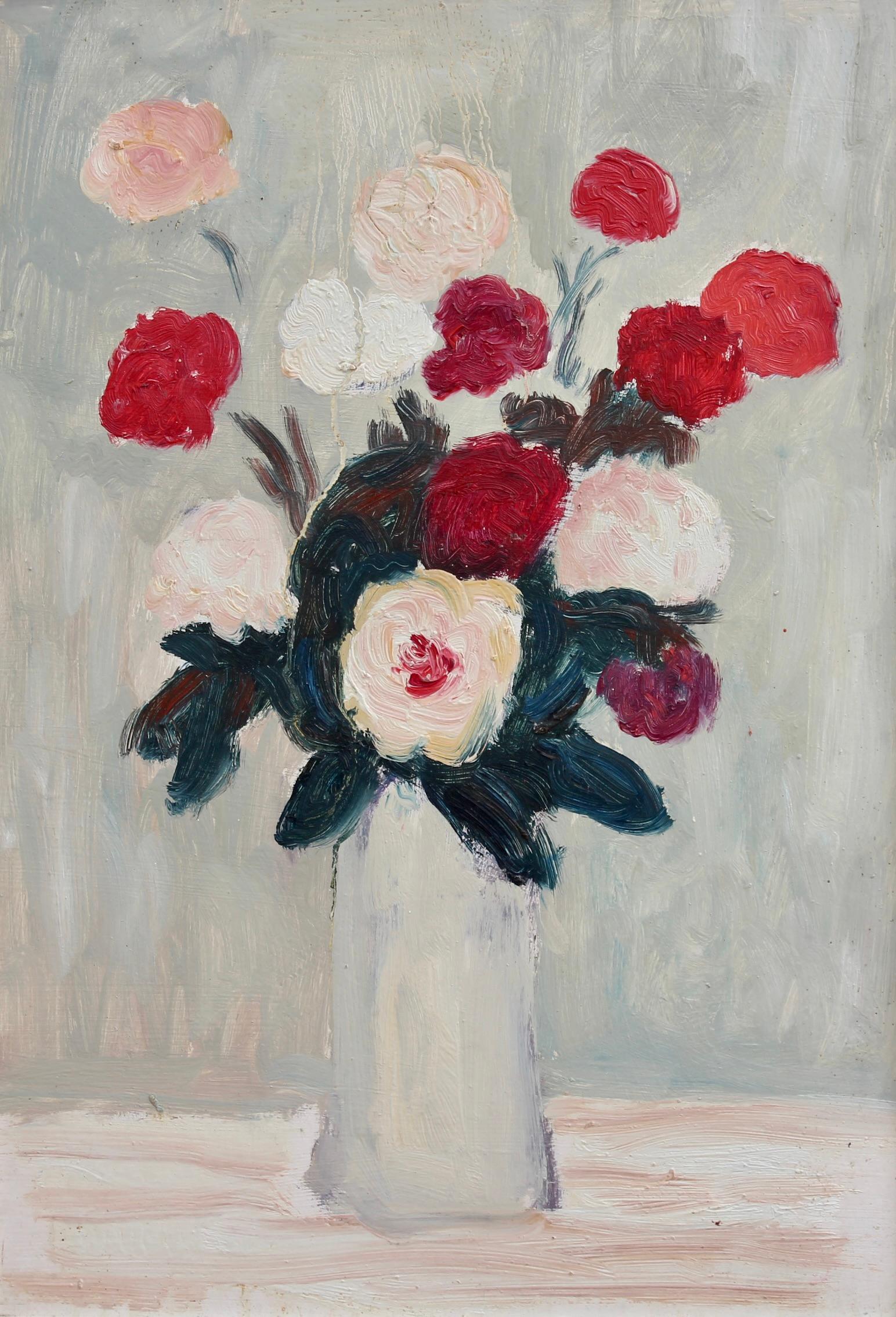 'Un Bouquet de Fleurs' by Anna Costa, French Still Life Oil Painting For Sale 1