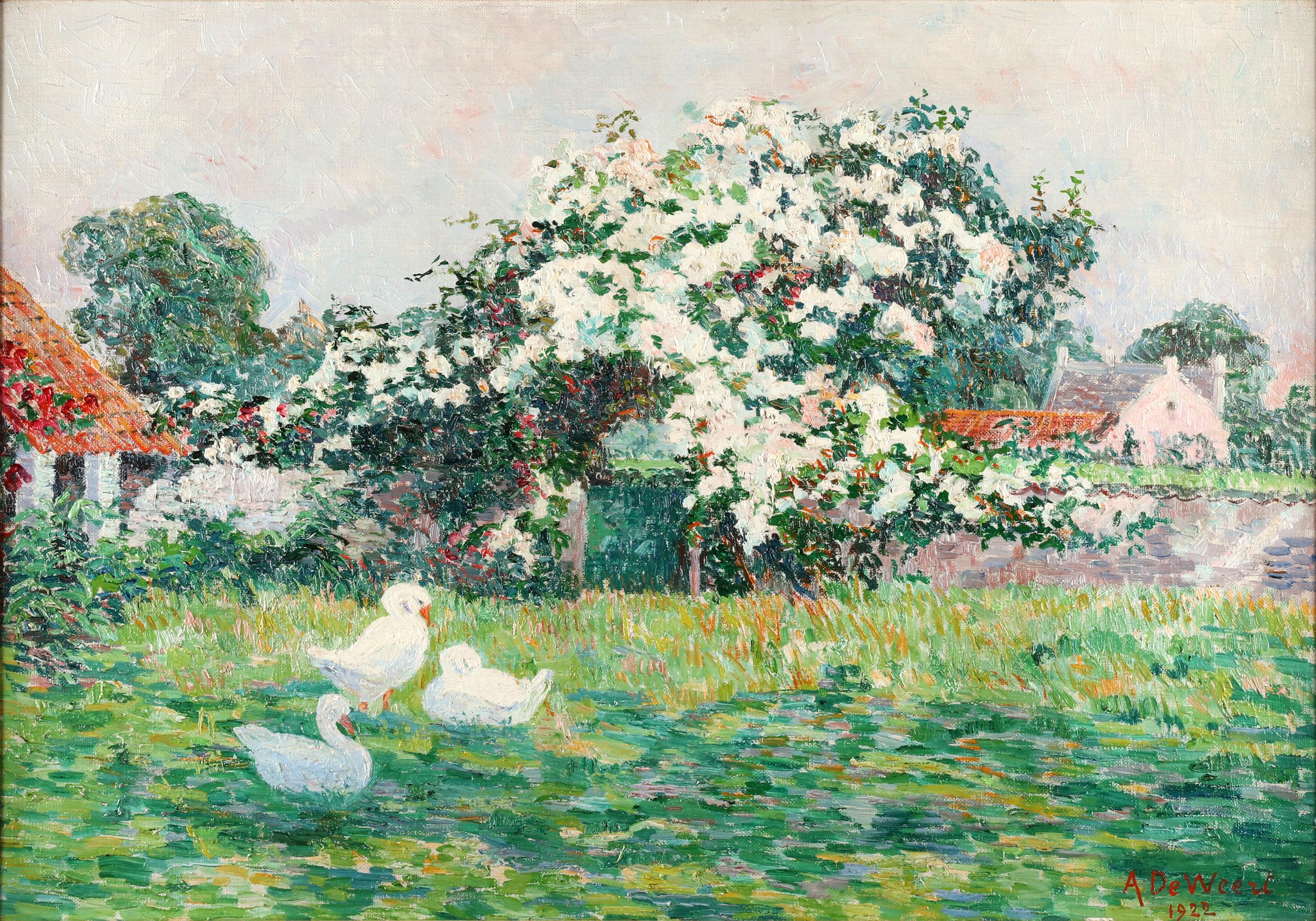 L'heure d'été - Anna de Weert (1867 - 1950)  - Painting by Anna De Weert