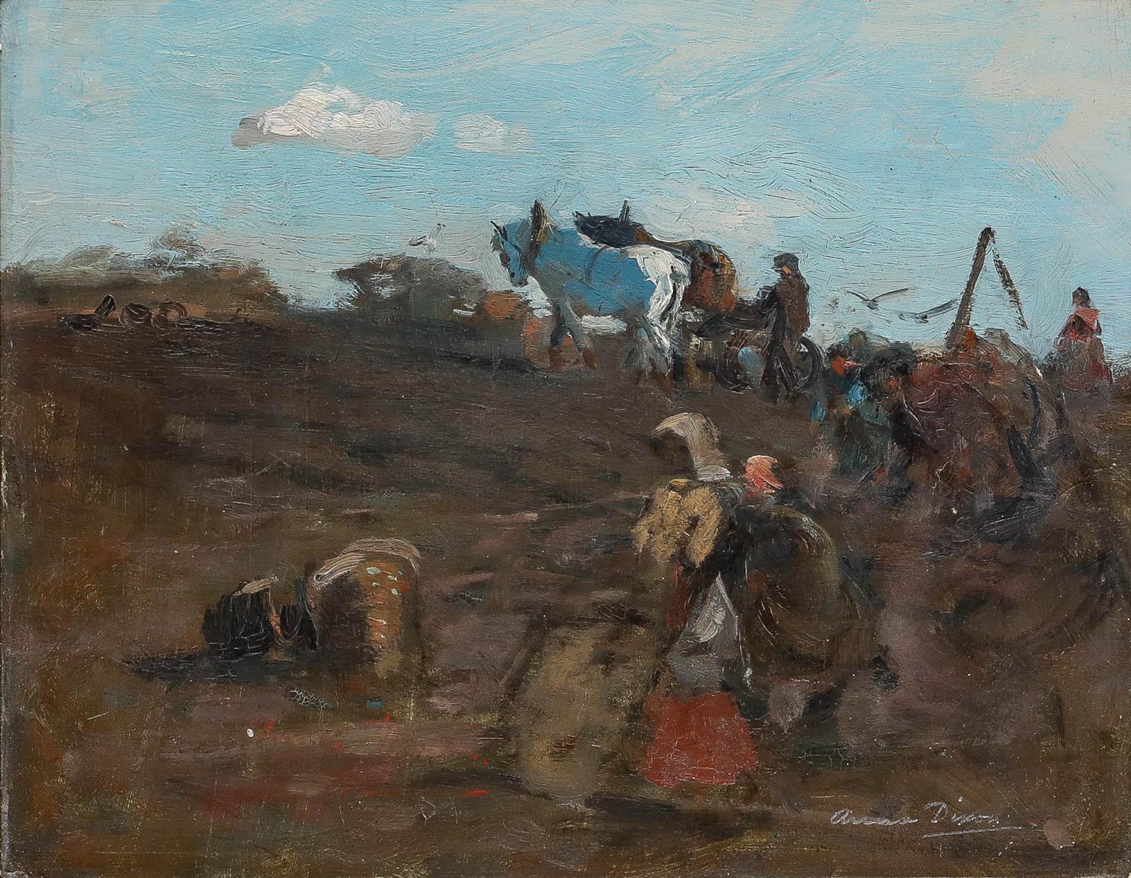 Anna Dixon (1873-1959) - Olio del primo Novecento, Lavorare i campi in vendita 1
