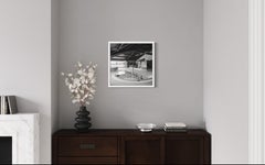 Monochrome Square Architectural Photography: Swimming Pool Design with Fountain