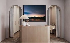 Colourful night in Swiss Alps. Large photo, floating frame, museum glass