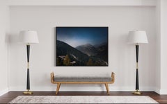 Maloja Pass in Switzerland. Night photo, star trails and Swiss Alps