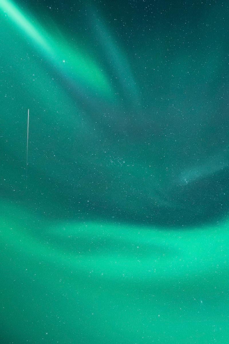 Meteor and Northern Lights photo by Anna Dobrovolskaya-Mints. Green photograph For Sale 5