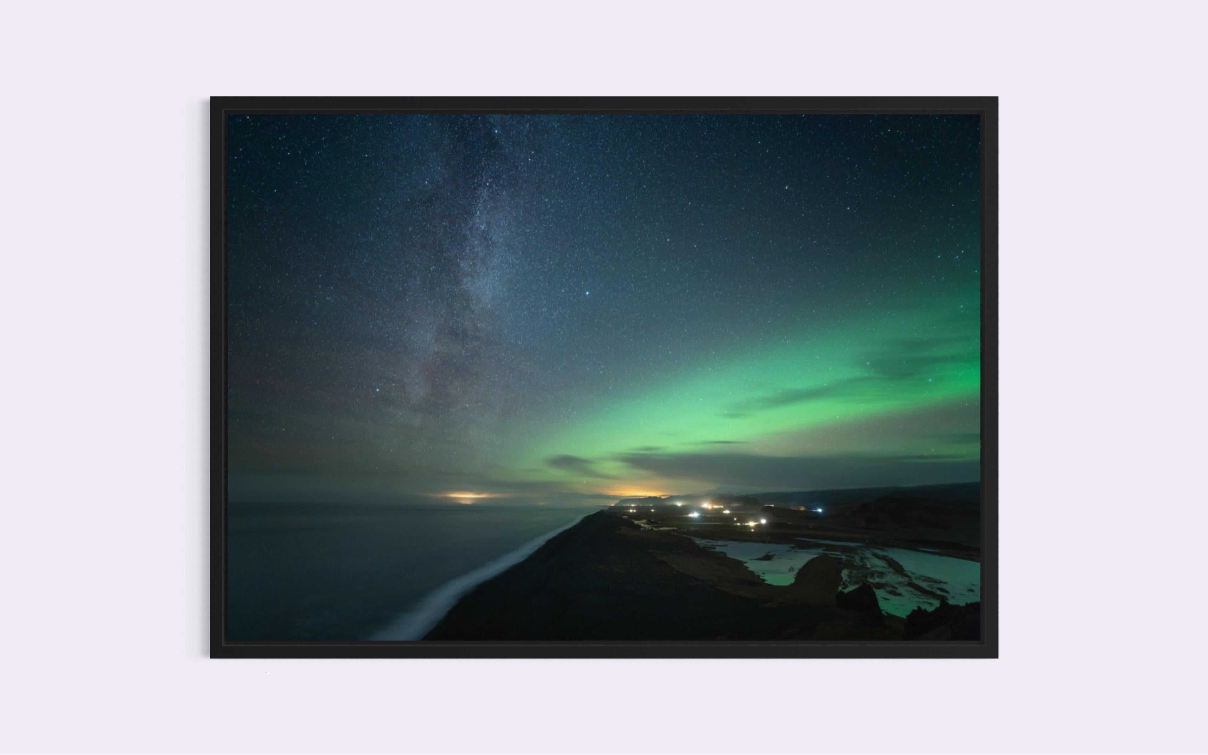 Northern Lights in Iceland. Large format, green colourful photo - Photograph by Anna Dobrovolskaya-Mints