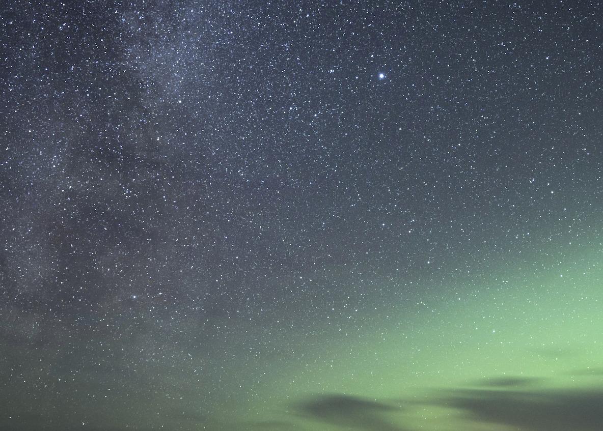 Northern Lights in Iceland. Large format, green colourful photo - Contemporary Photograph by Anna Dobrovolskaya-Mints