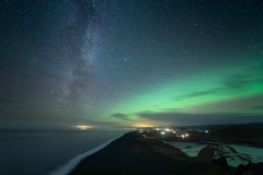 Les Lights en Islande. Photo grand format de couleur verte