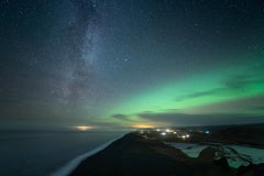 Northern Lights in Iceland. Large format, green colourful photo