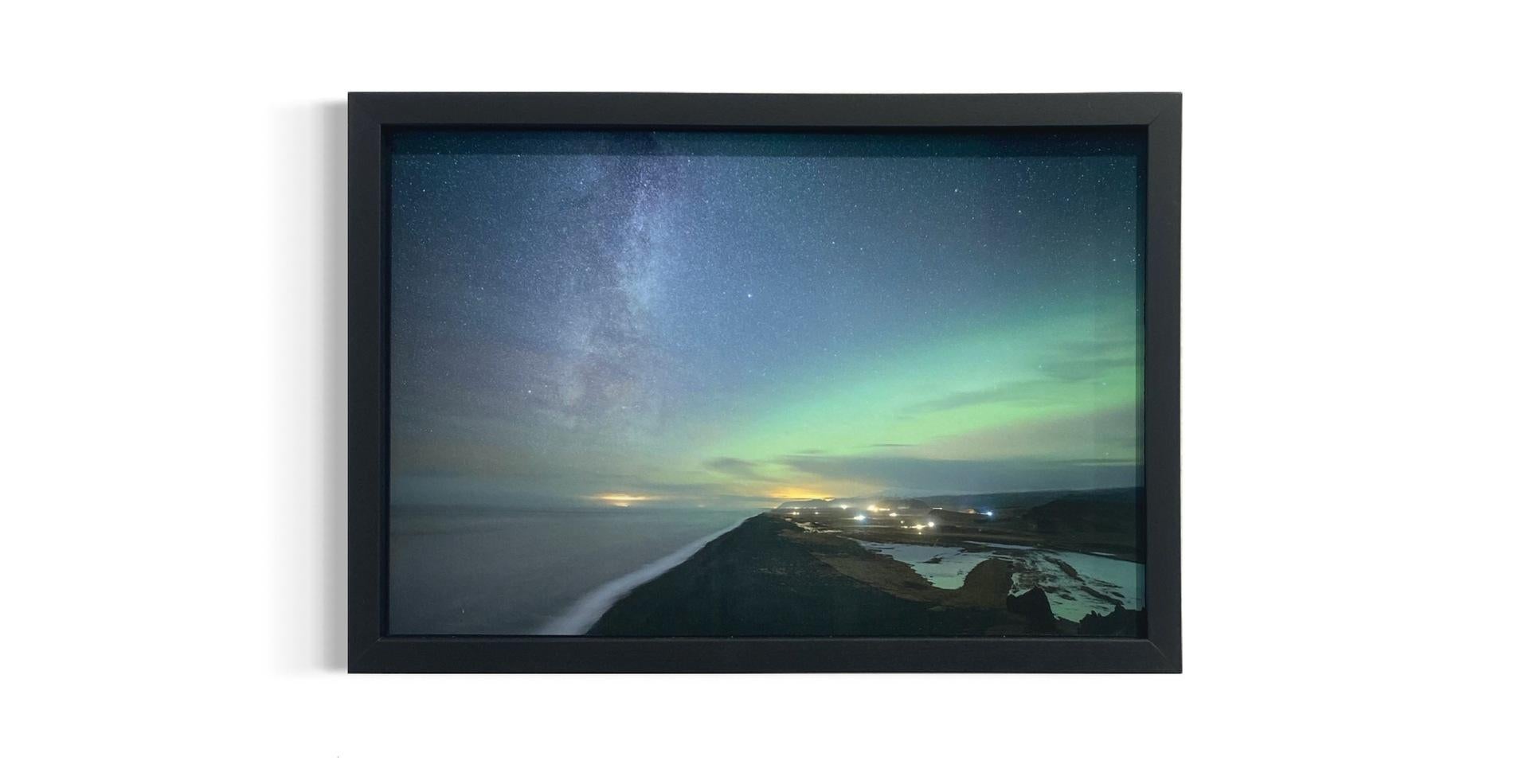 Northern Lights in Iceland by Anna Dobrovolskaya-Mints. Green color, small photo For Sale 1