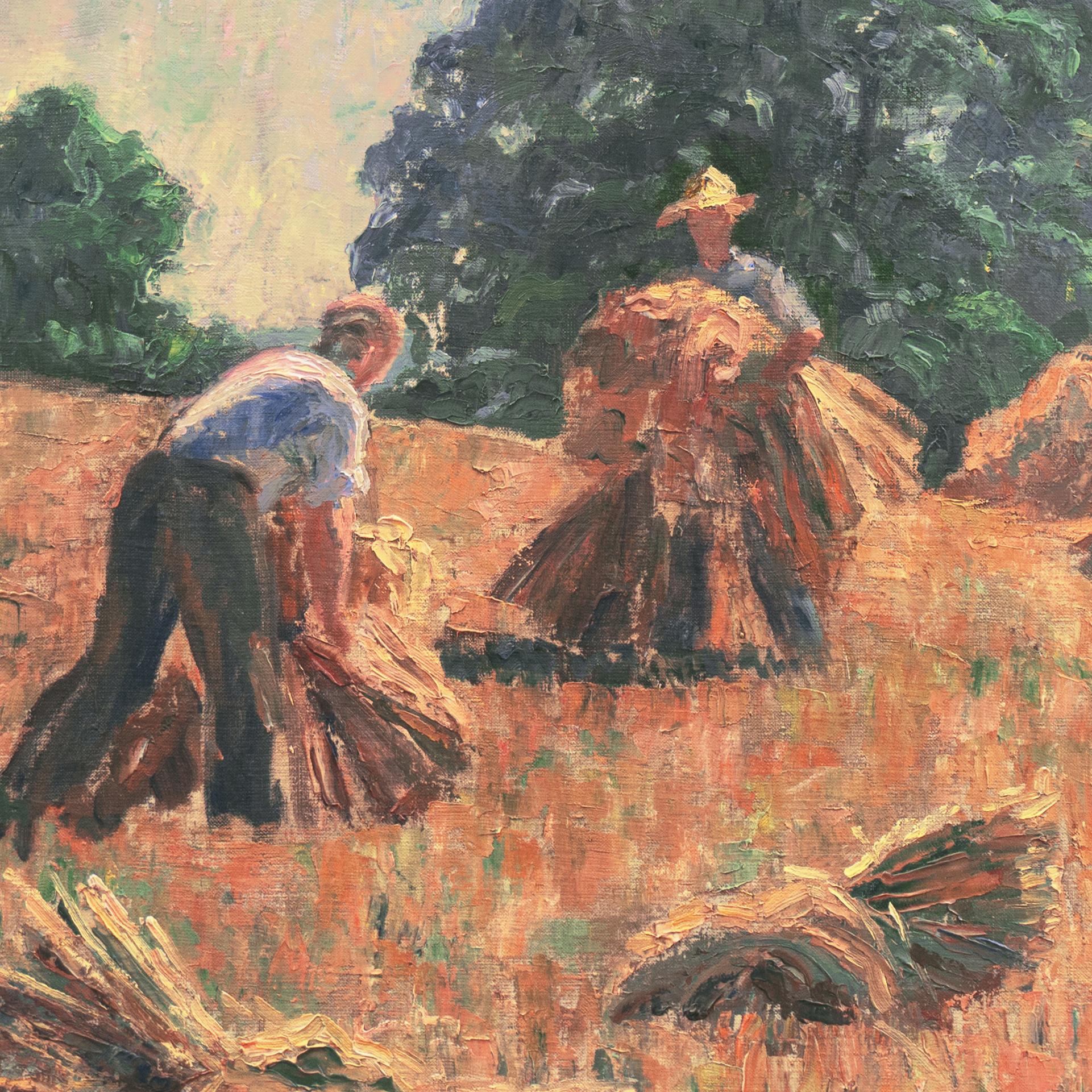 'Harvest Time', Paris, Académie Julian, Danish Impressionist Oil, Charlottenborg - Brown Landscape Painting by Anna E Munch