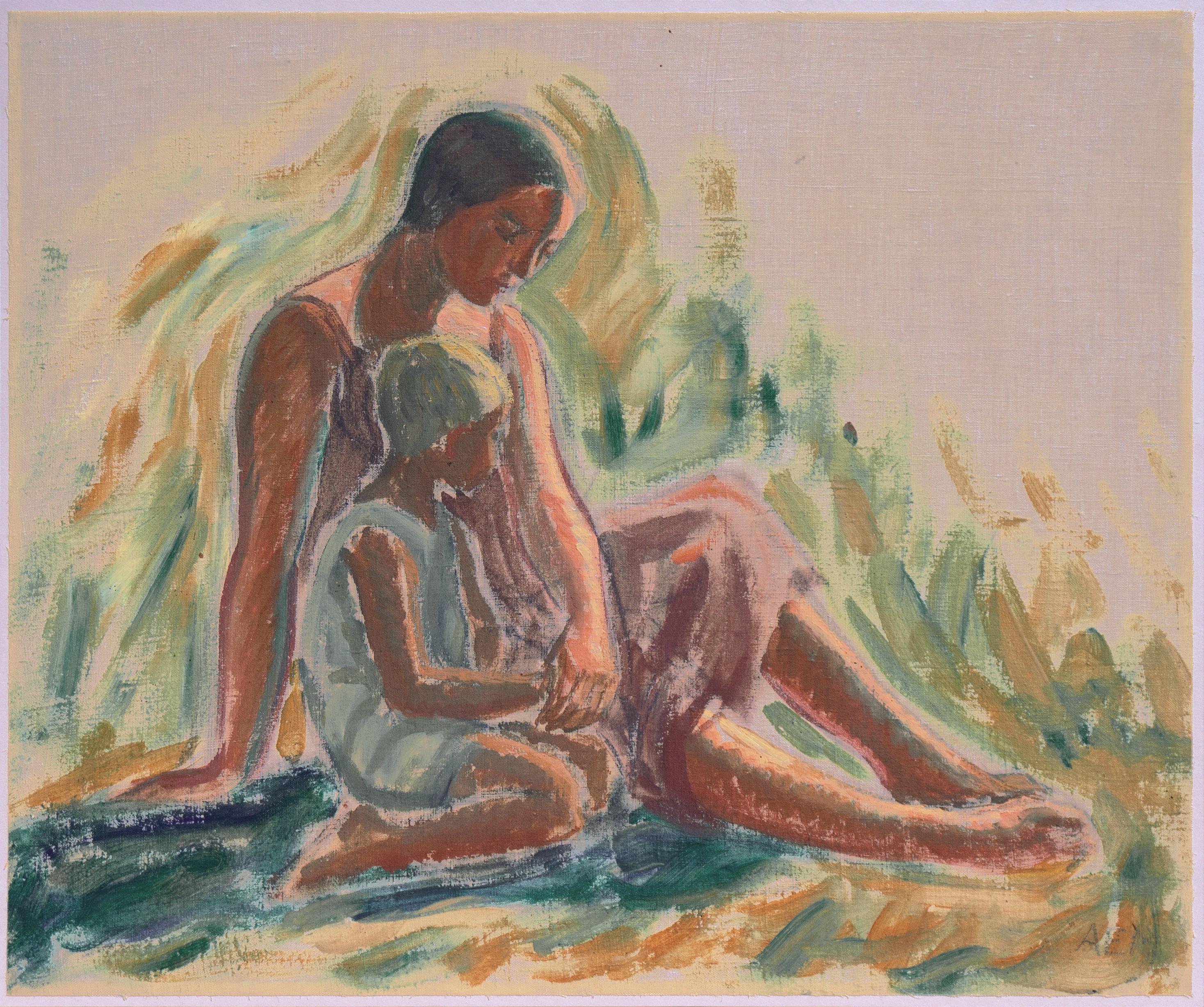 'Mother and Child', Woman Impressionist, Paris, Académie Julian, Benezit For Sale 5