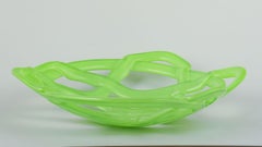 Anna Ehrner for Kosta Boda. Decorative bowl. Openwork glass in lime green.