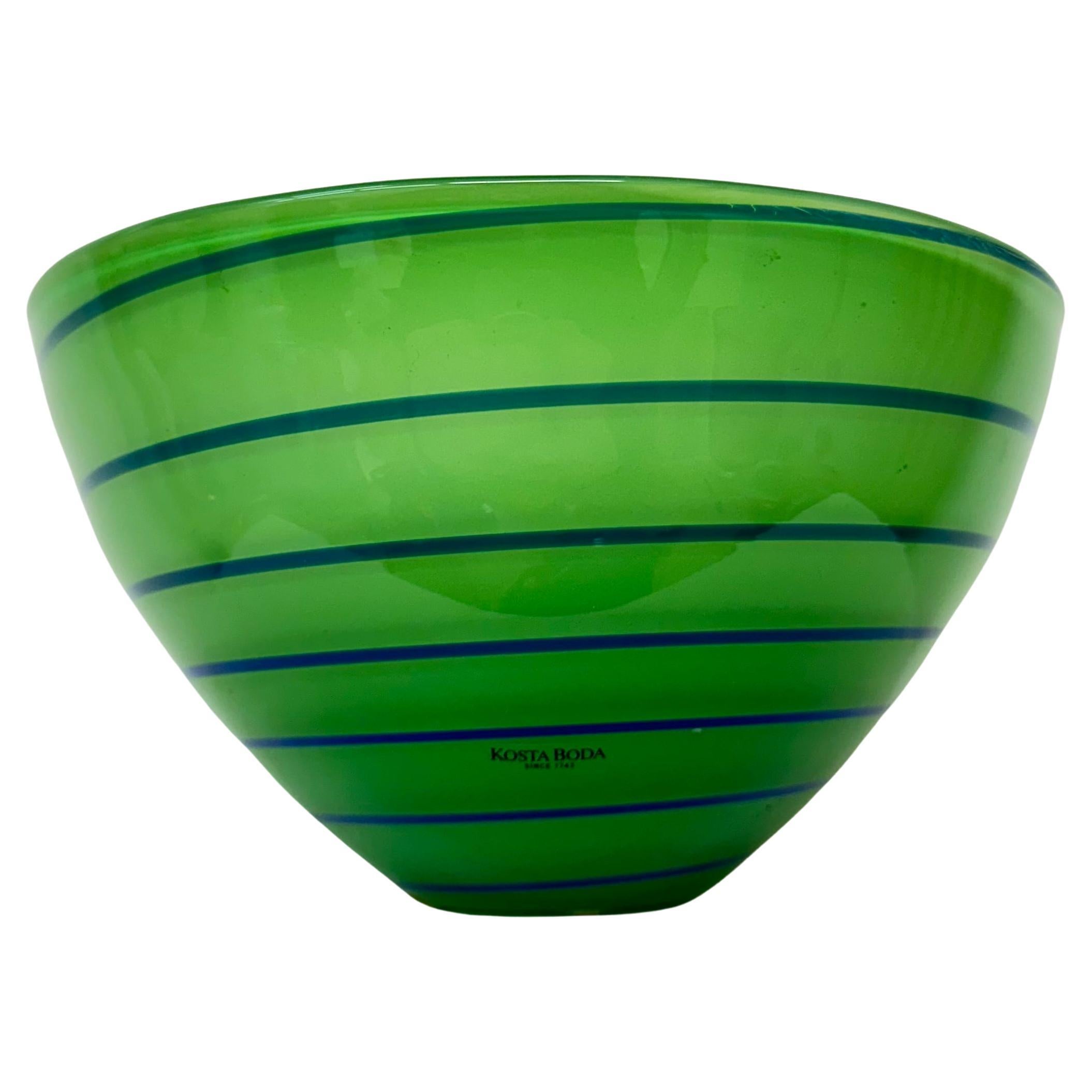 Anna Ehrner for Kosta Boda Epoque Green Stripe bowl