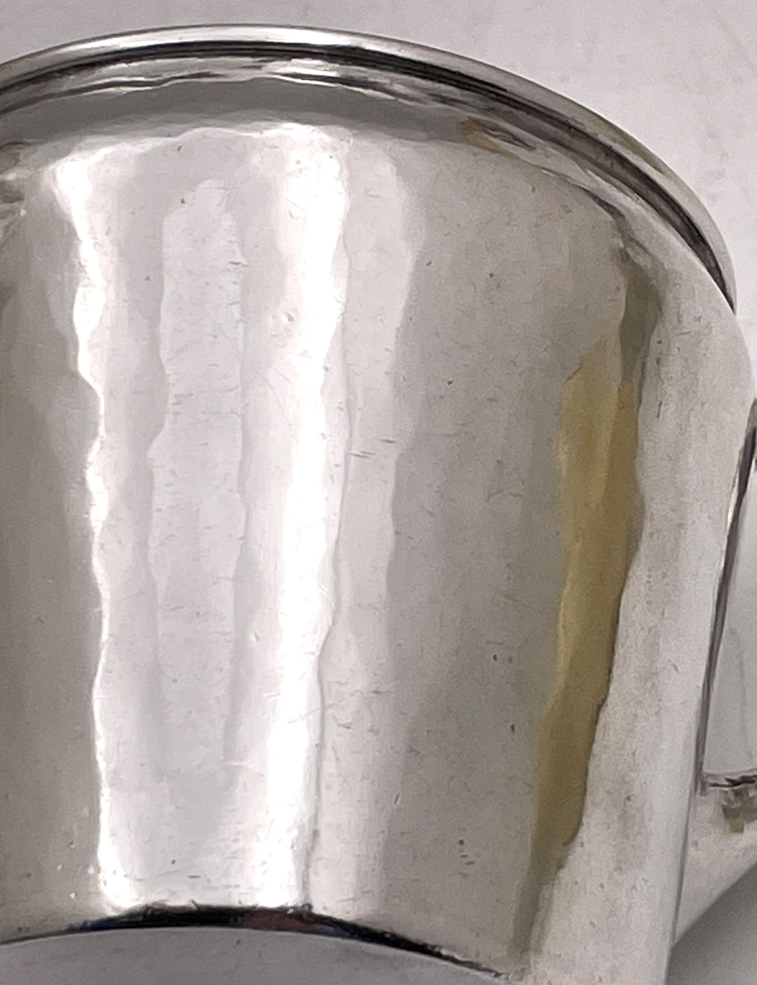 American Anna Eicher Woman Sterling Silver Hammered Mug in Arts & Crafts Style For Sale