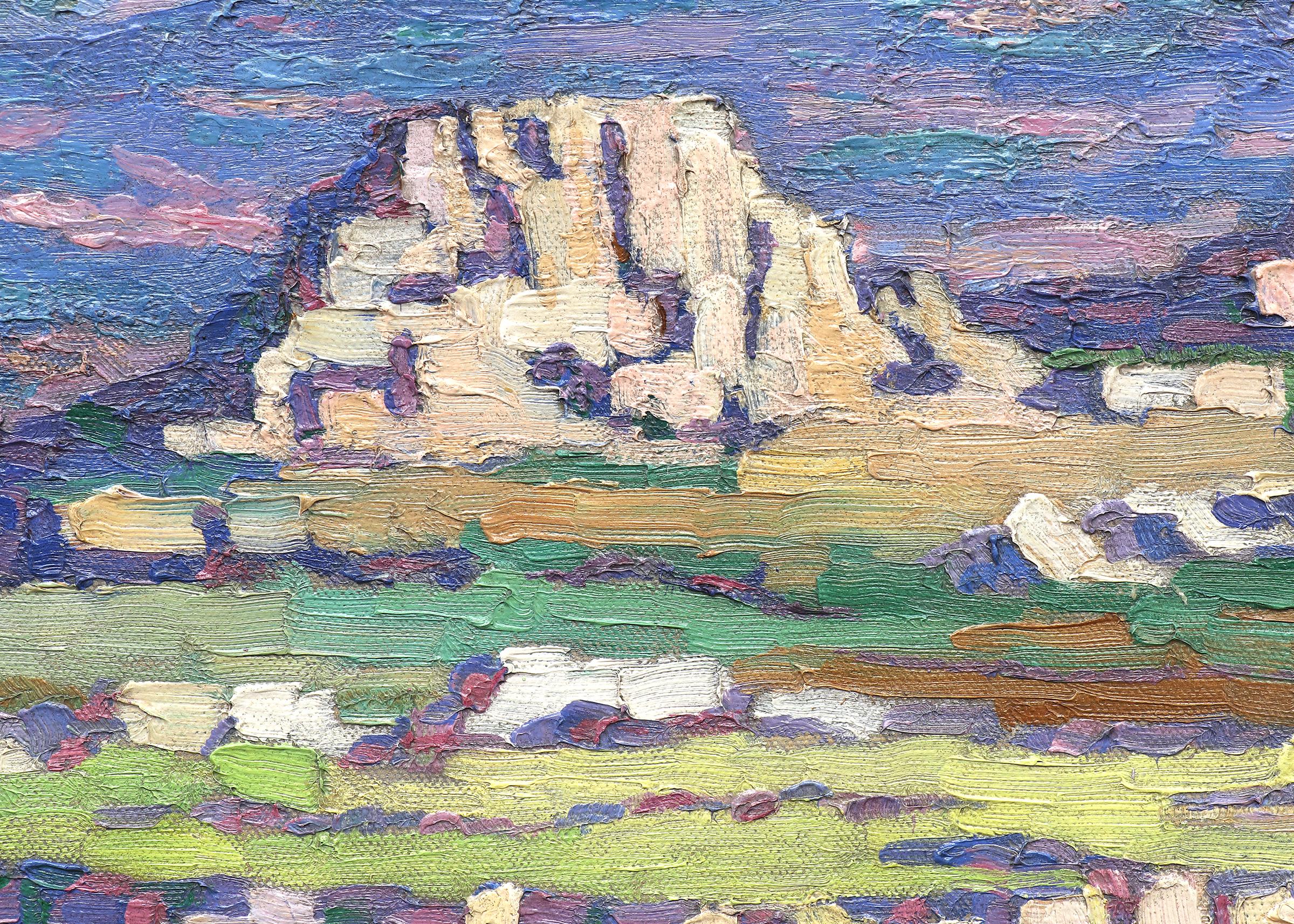 Chalk Butte (Montana), 1916 Oil Landscape Painting, American Impressionist  5