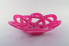 Anna Erhner for Kosta Boda, Large Bowl of "Basket" in Pink Glass, 21st Century