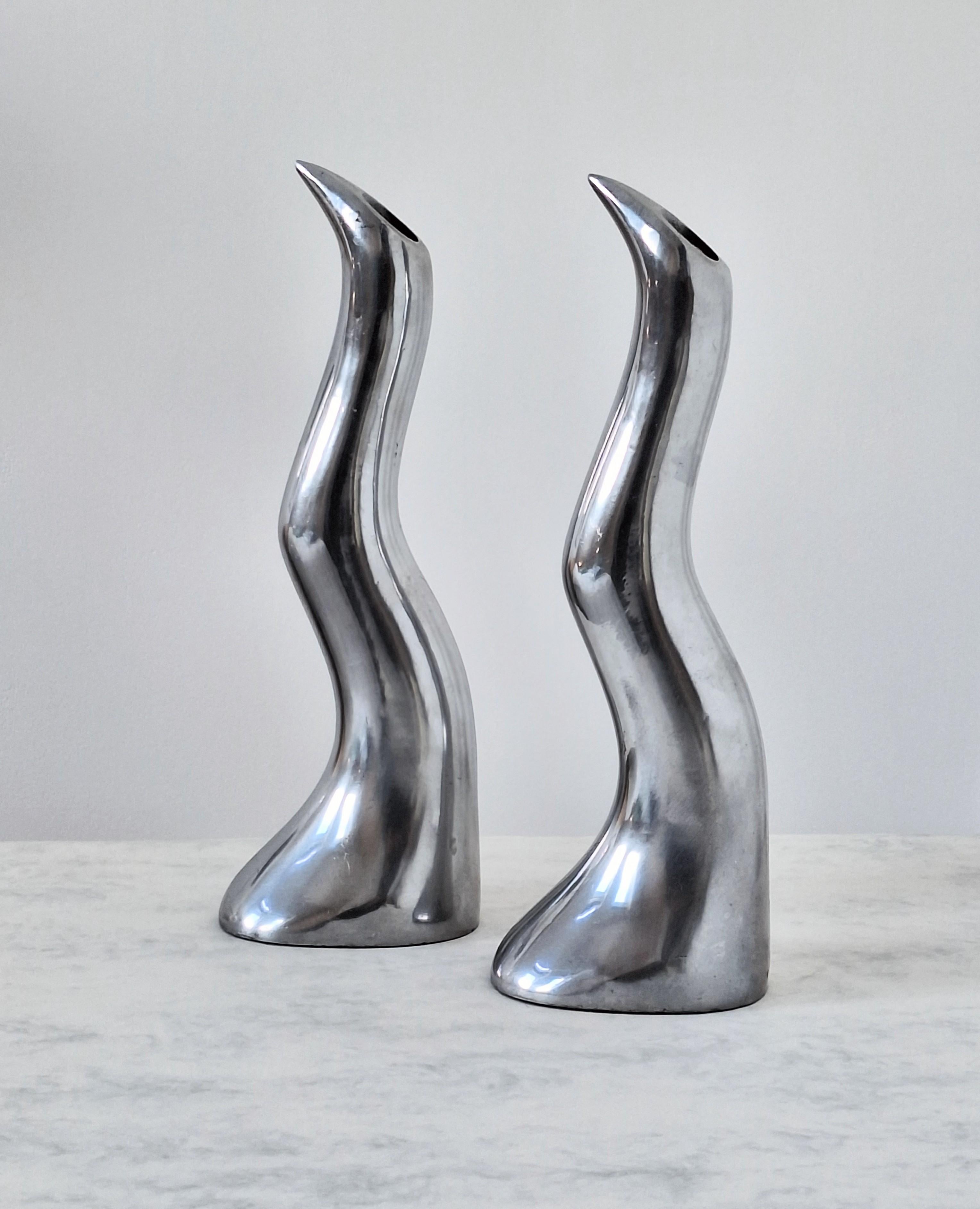 Anna Everlund Modernist Aluminium Candlesticks For Sale 3