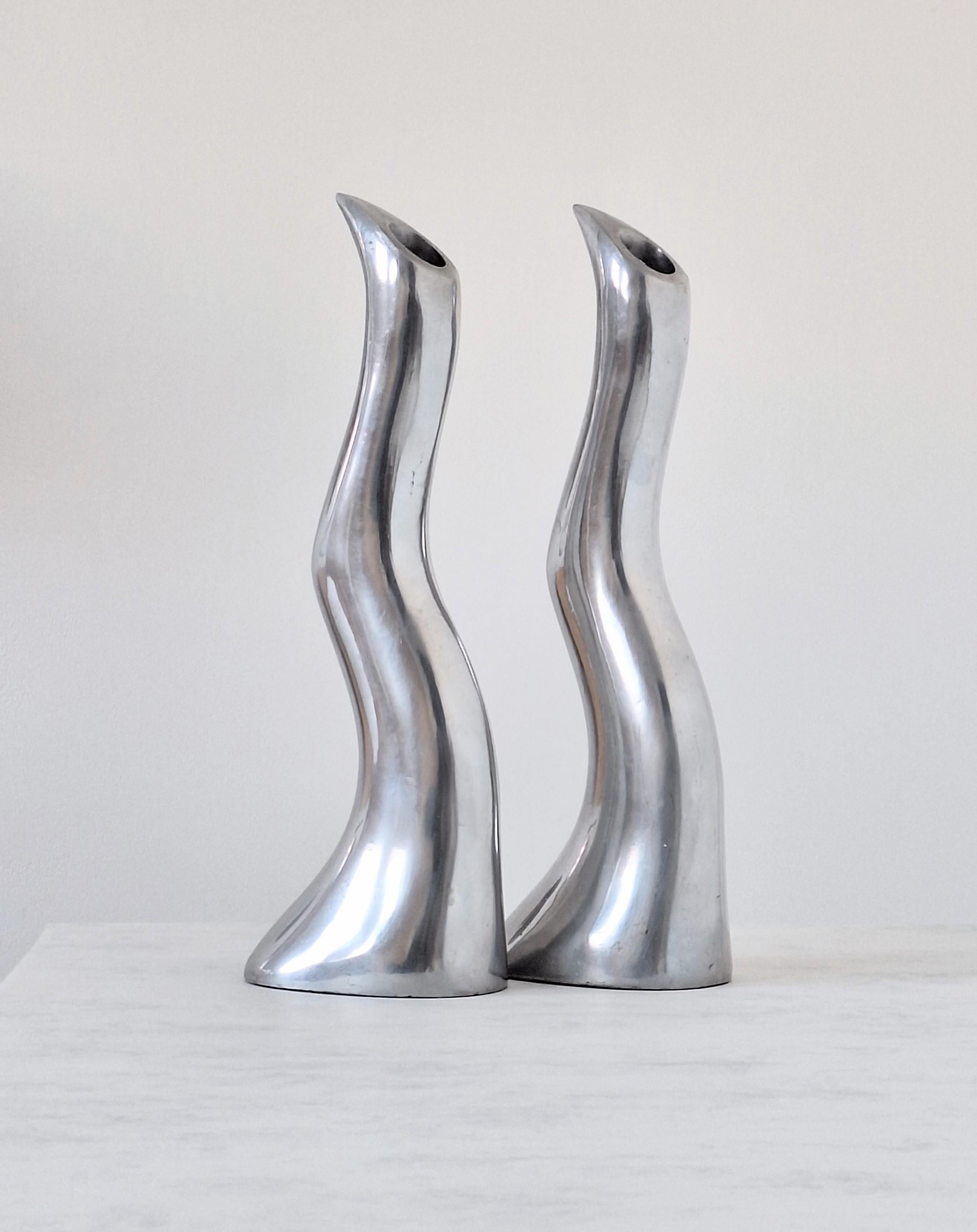 Post-Modern Anna Everlund Modernist Aluminium Candlesticks For Sale