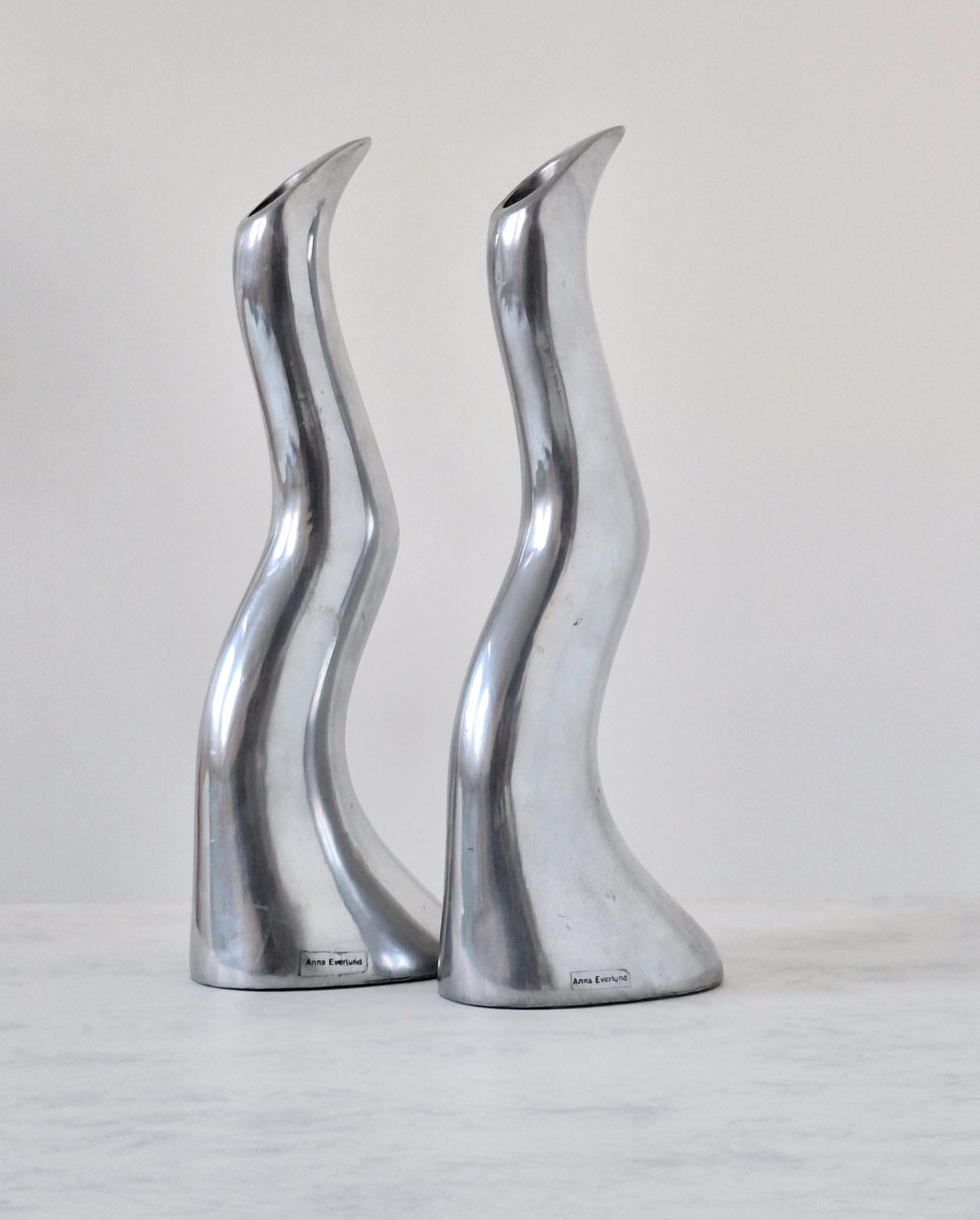 Anna Everlund Modernist Aluminium Candlesticks In Good Condition For Sale In London, GB