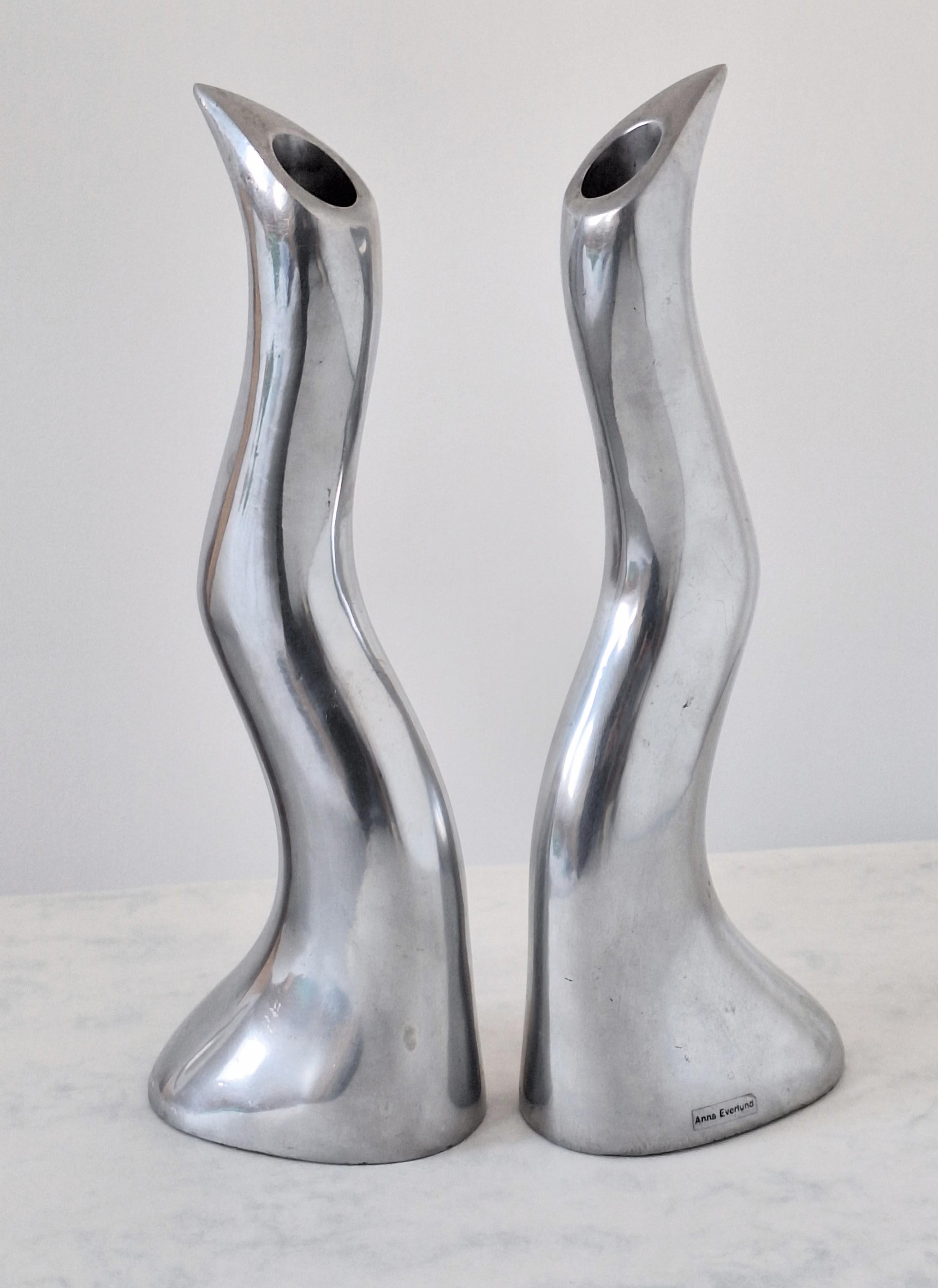 Anna Everlund Modernist Aluminium Candlesticks For Sale 2