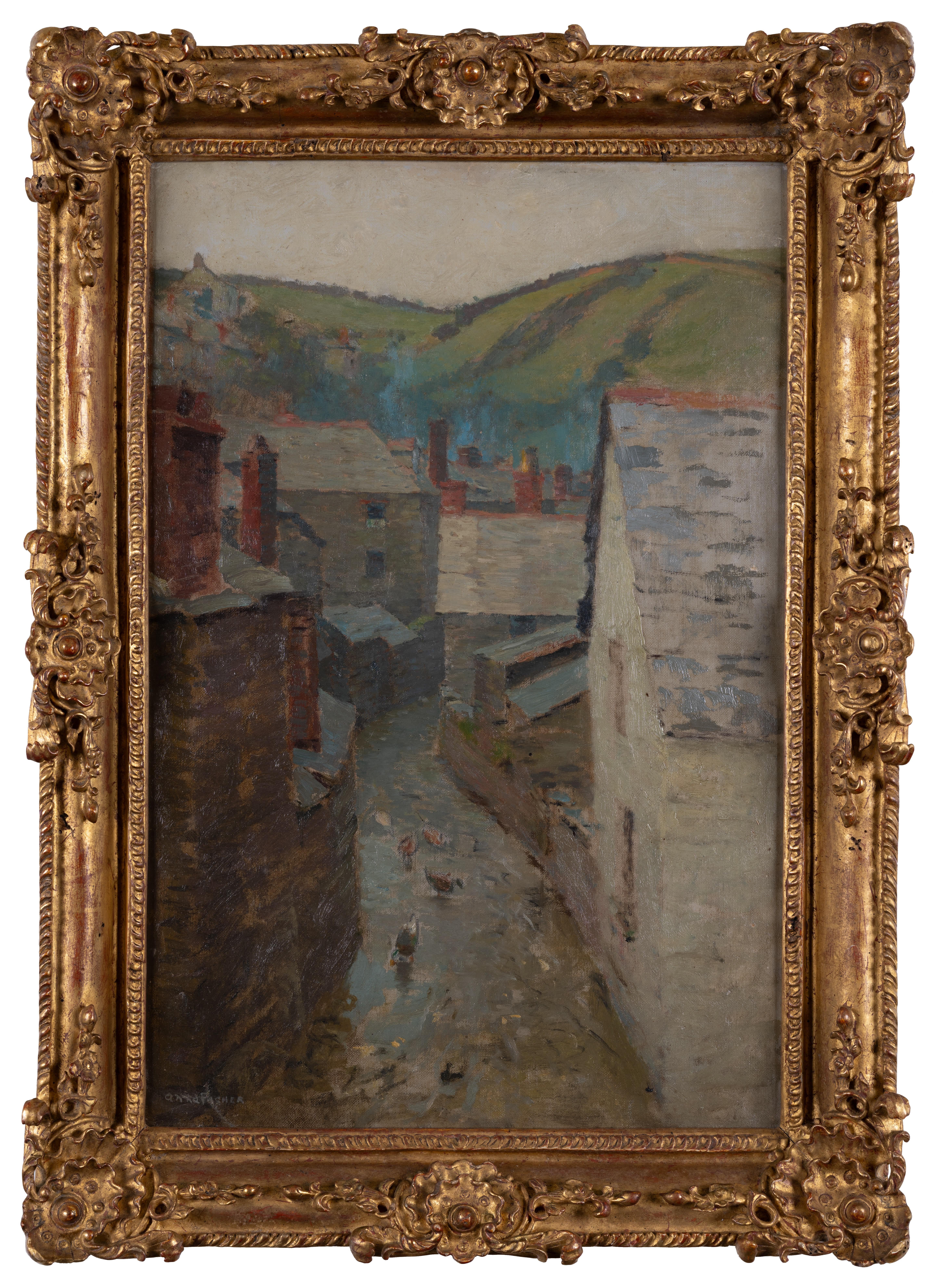 Anna Fisher Landscape Painting – Fishing Village