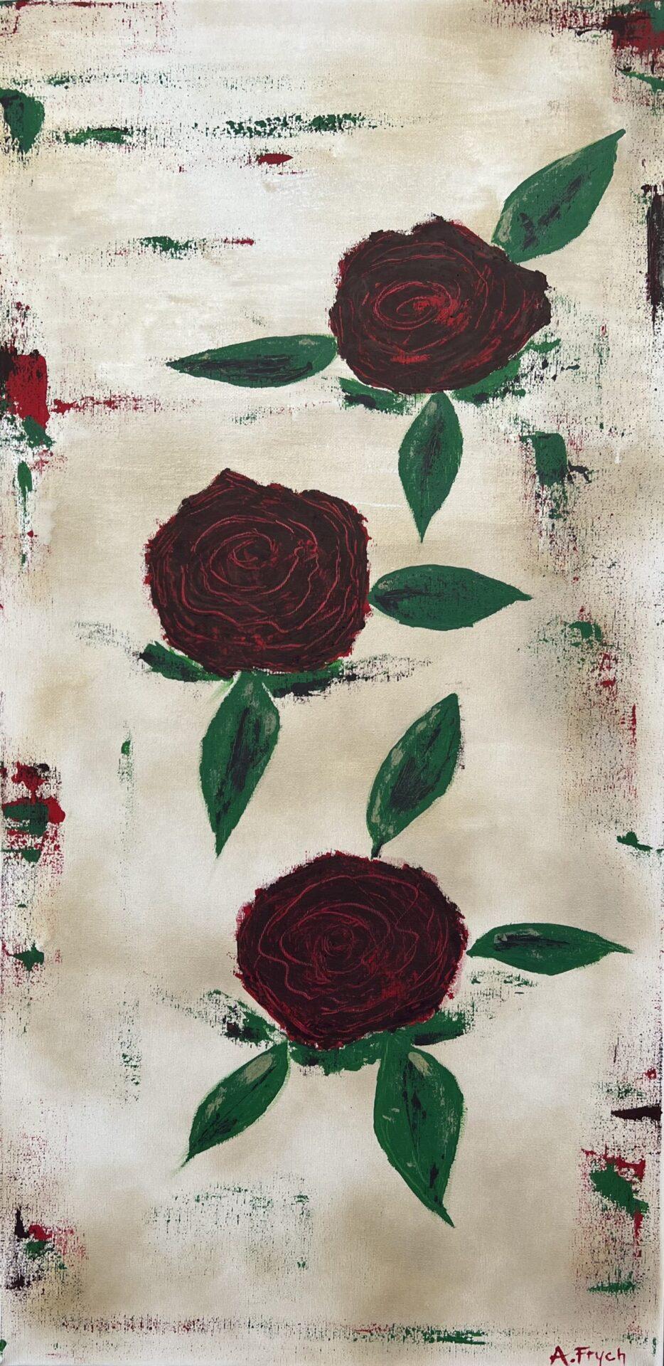Red roses I - Painting by Anna Fryszkowska