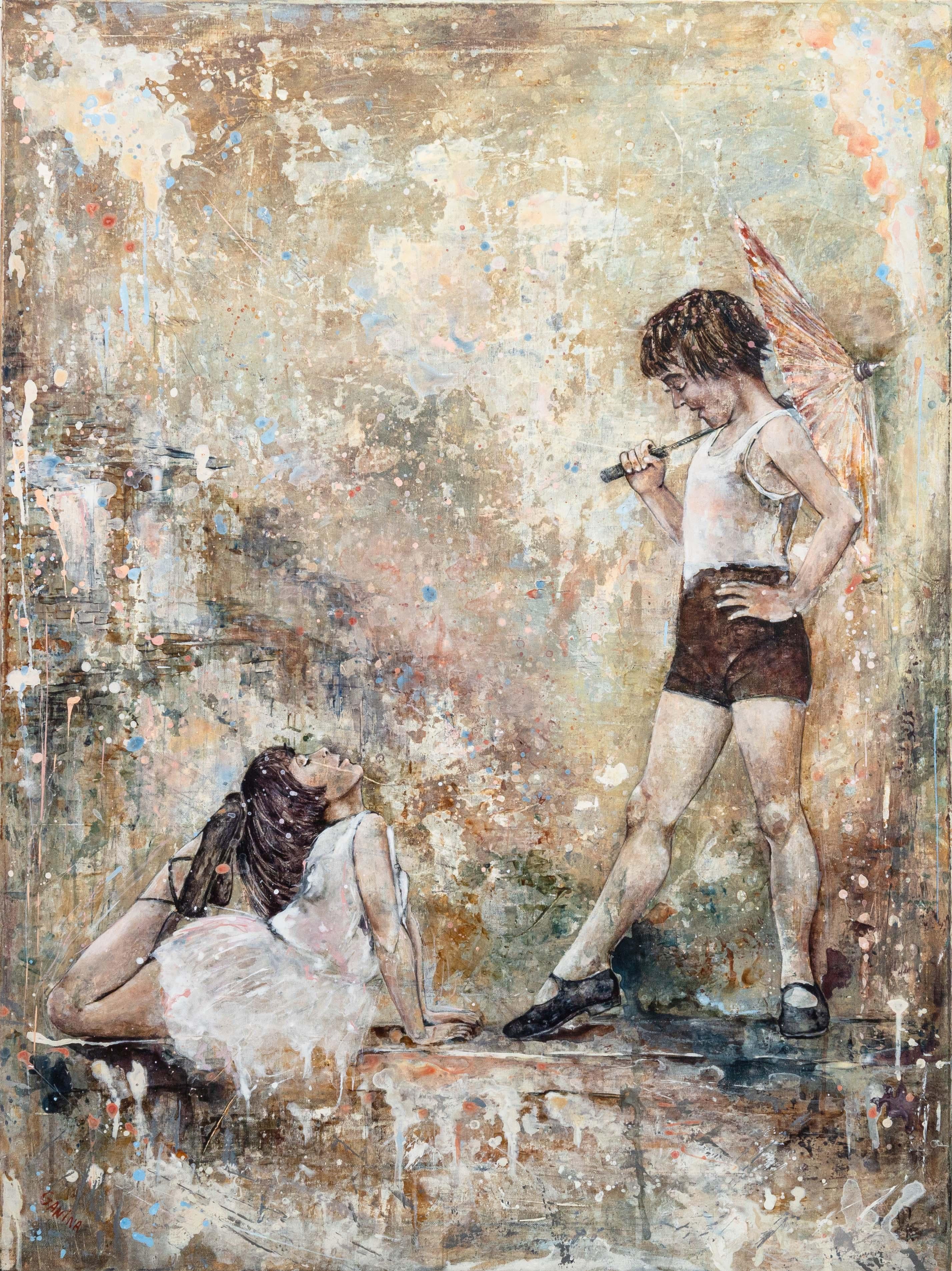 Ein zeitgenössisches surrealistisches Acrylgemälde auf Leinwand mit dem Titel 