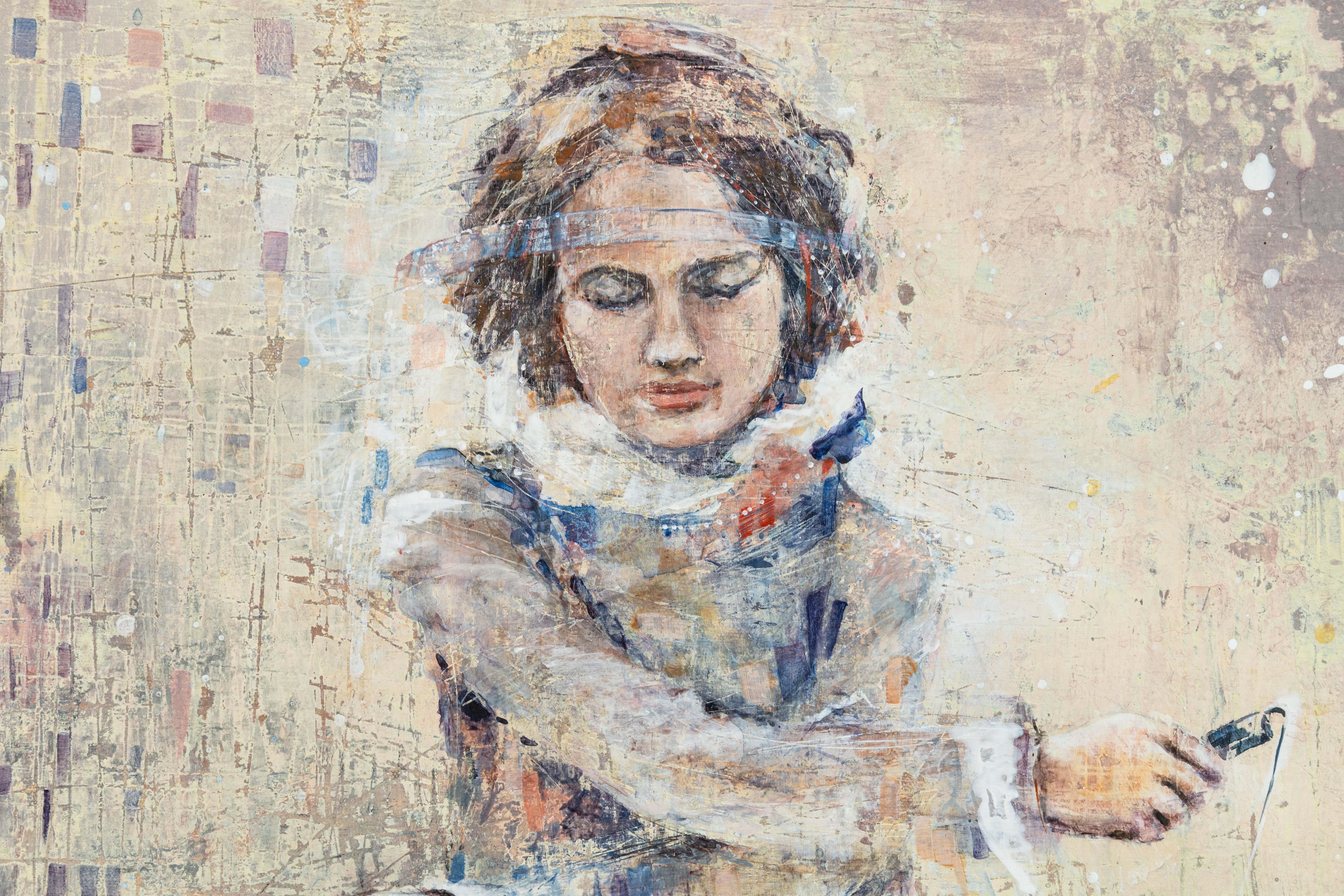 Anna Ganina Recapturing Summer Signiert Zeitgenössischer Surrealismus Acrylgemälde (Ukrainisch) im Angebot