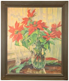 Rote Pfingstrosen – Gouache-Gemälde von Anna Gasteiger – frühes 20. Jahrhundert