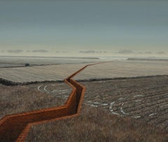 Borderland - original surreal artwork landscape realist modern painting nature