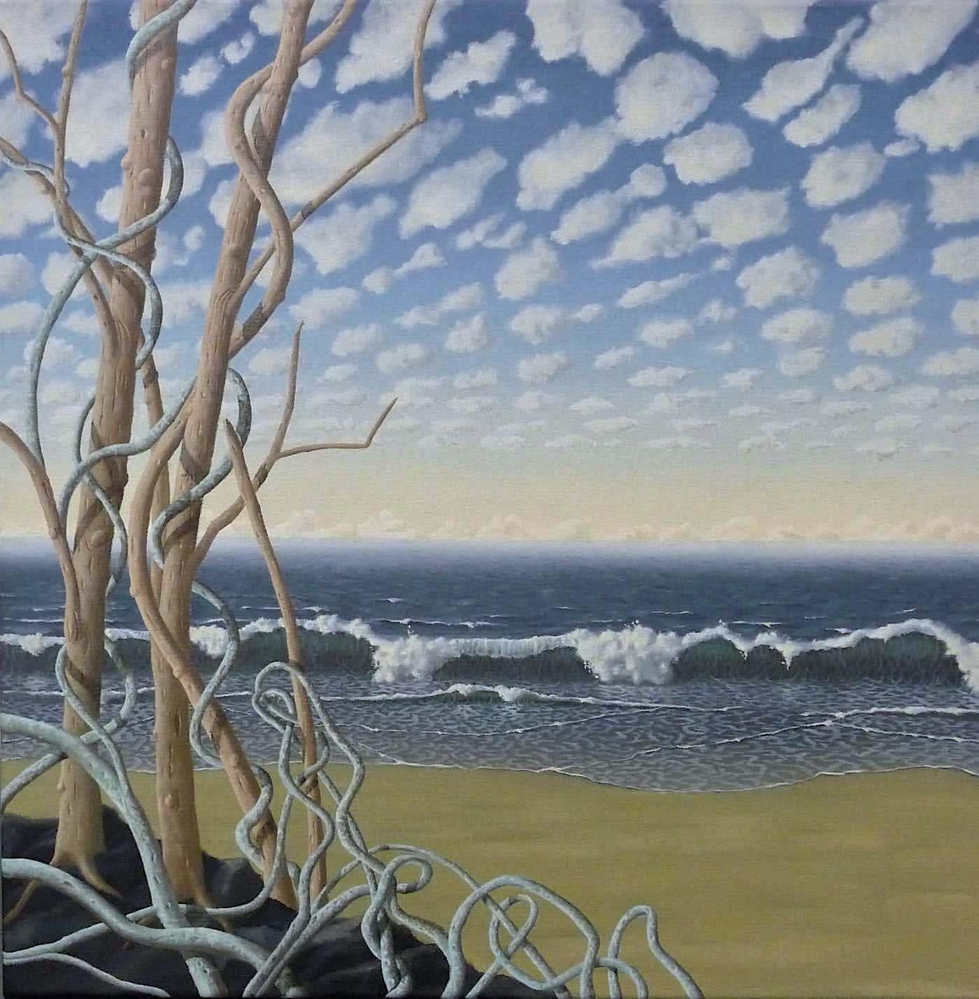 Landscape Painting Anna Geerdes - Paysage de nuages célestes - réalisme original surréaliste paysage marin-océan-paysage de nuages