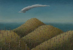 Four Hills - original surreal artwork landscape realist modern oil painting