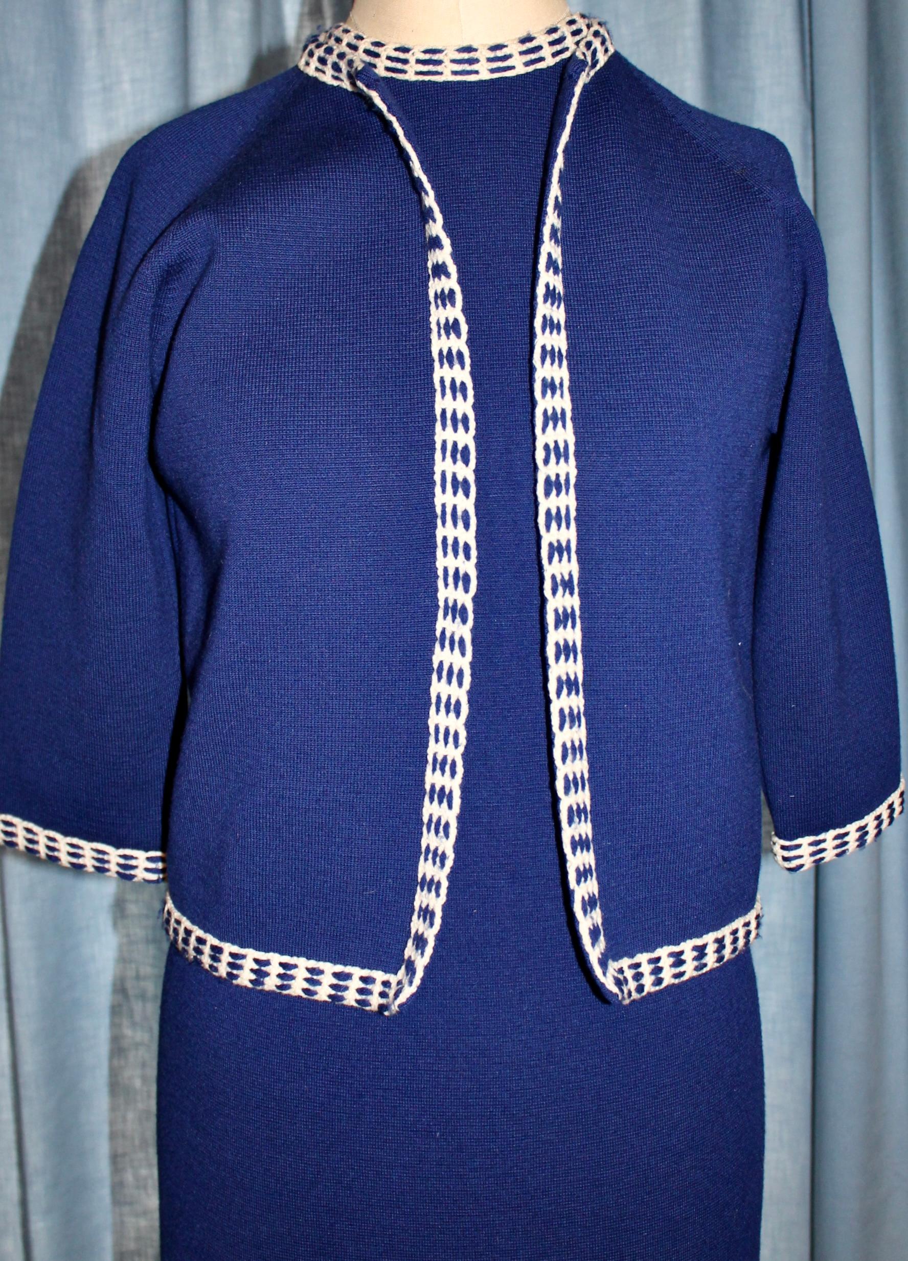 Anna Giovannozzi Dunkelblaue Jacke und Tageskleid (Blau) im Angebot