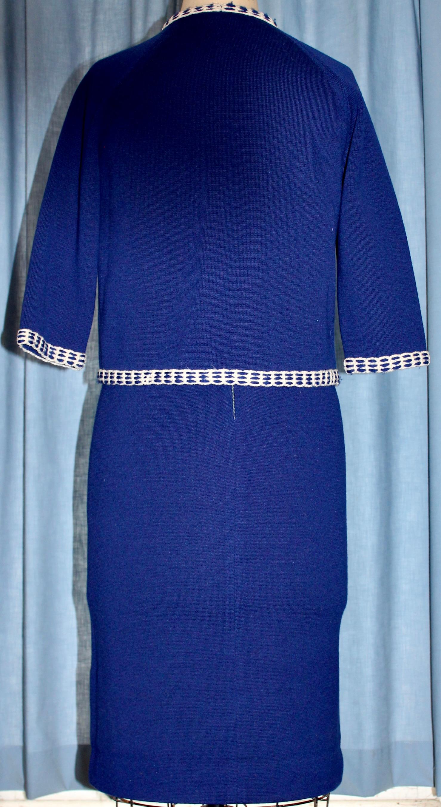 Anna Giovannozzi Dunkelblaue Jacke und Tageskleid im Angebot 1