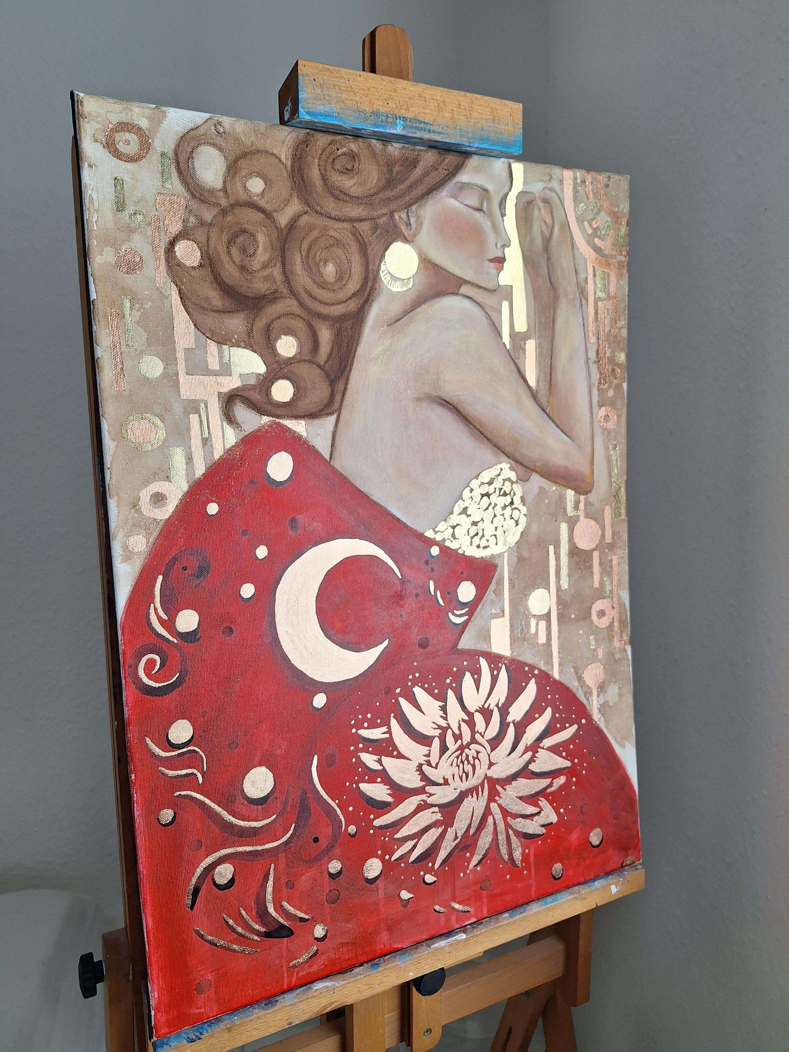 Ho fatto un sogno  L'incontro tra la Luna e il Sole - Painting Art Déco di Anna Goldbrook