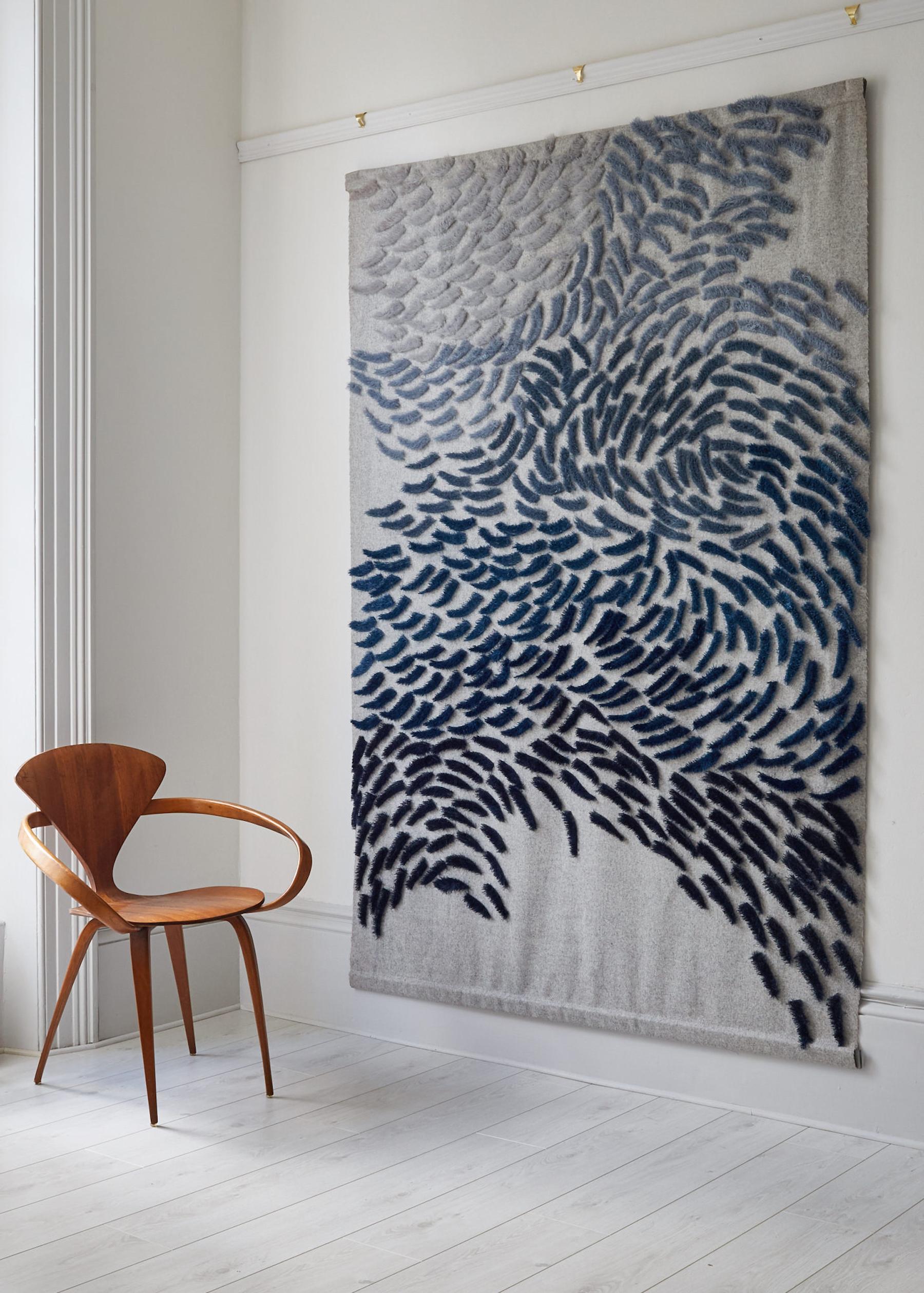 Murmuration - Tufted textile wall hanging by British artist Anna Gravelle For Sale 6