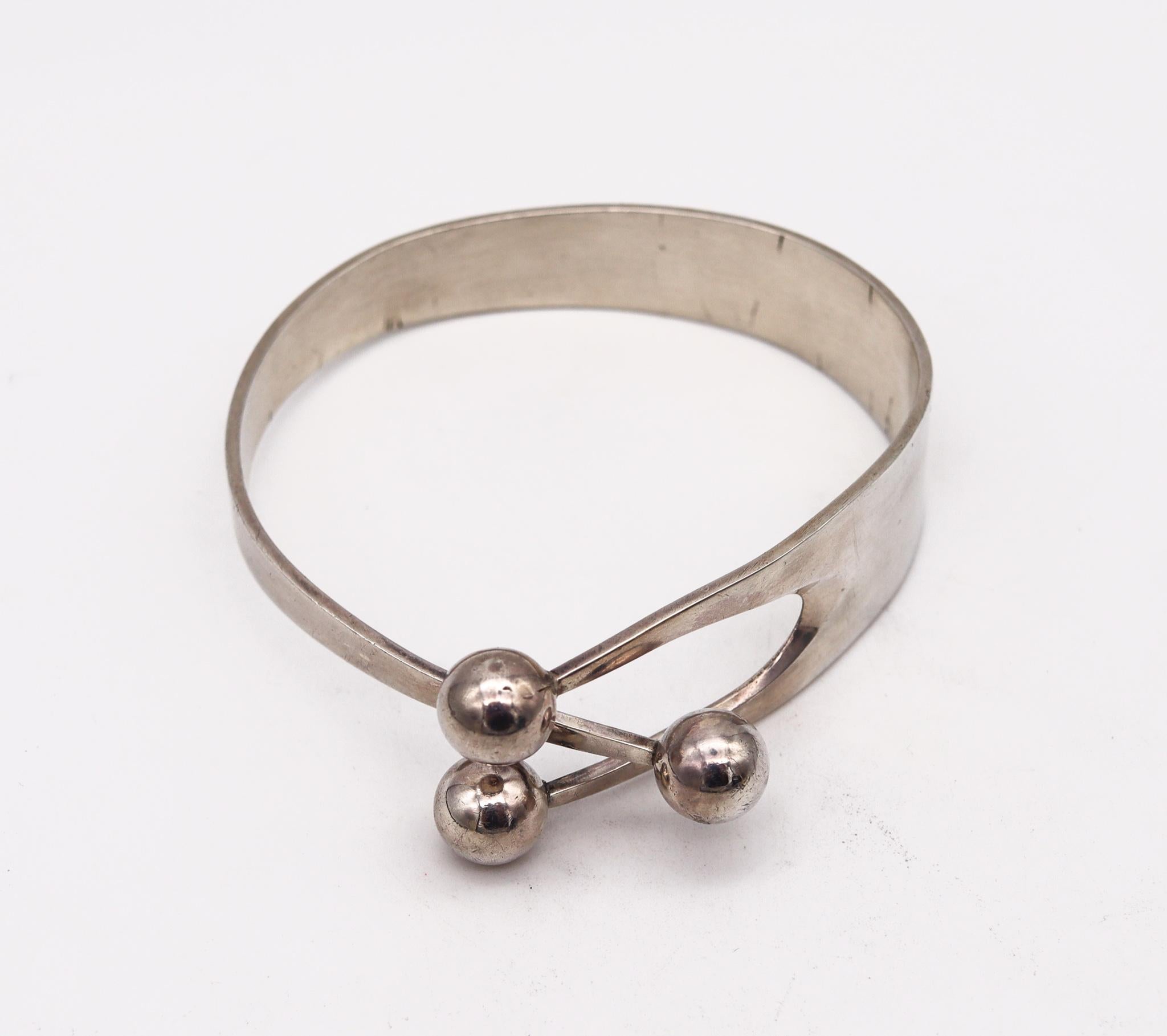 Anna Greta Eker 1970 Modernist Geometric Bangle Bracelet in .925 Sterling Silver In Excellent Condition In Miami, FL