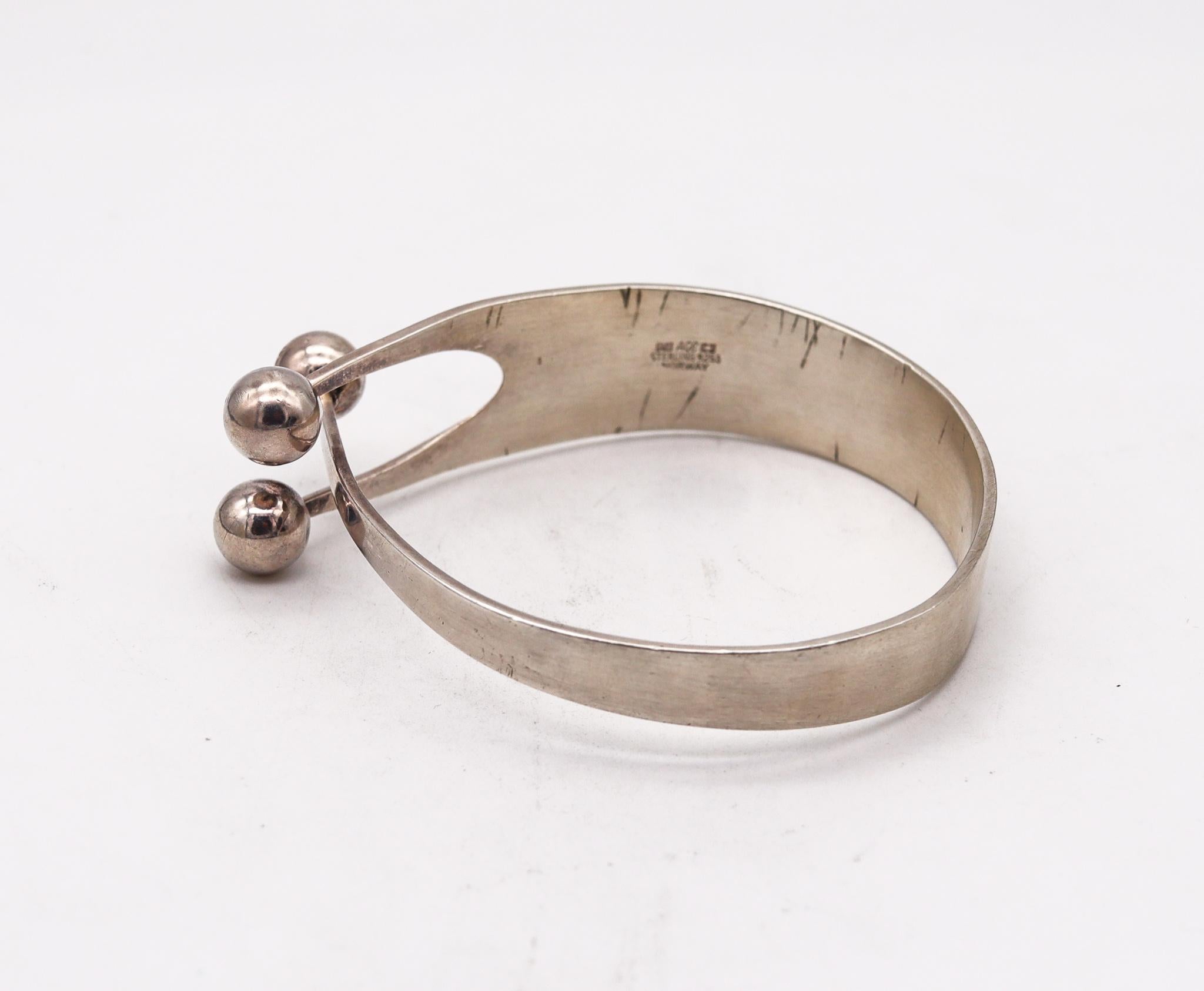 Women's Anna Greta Eker 1970 Modernist Geometric Bangle Bracelet in .925 Sterling Silver