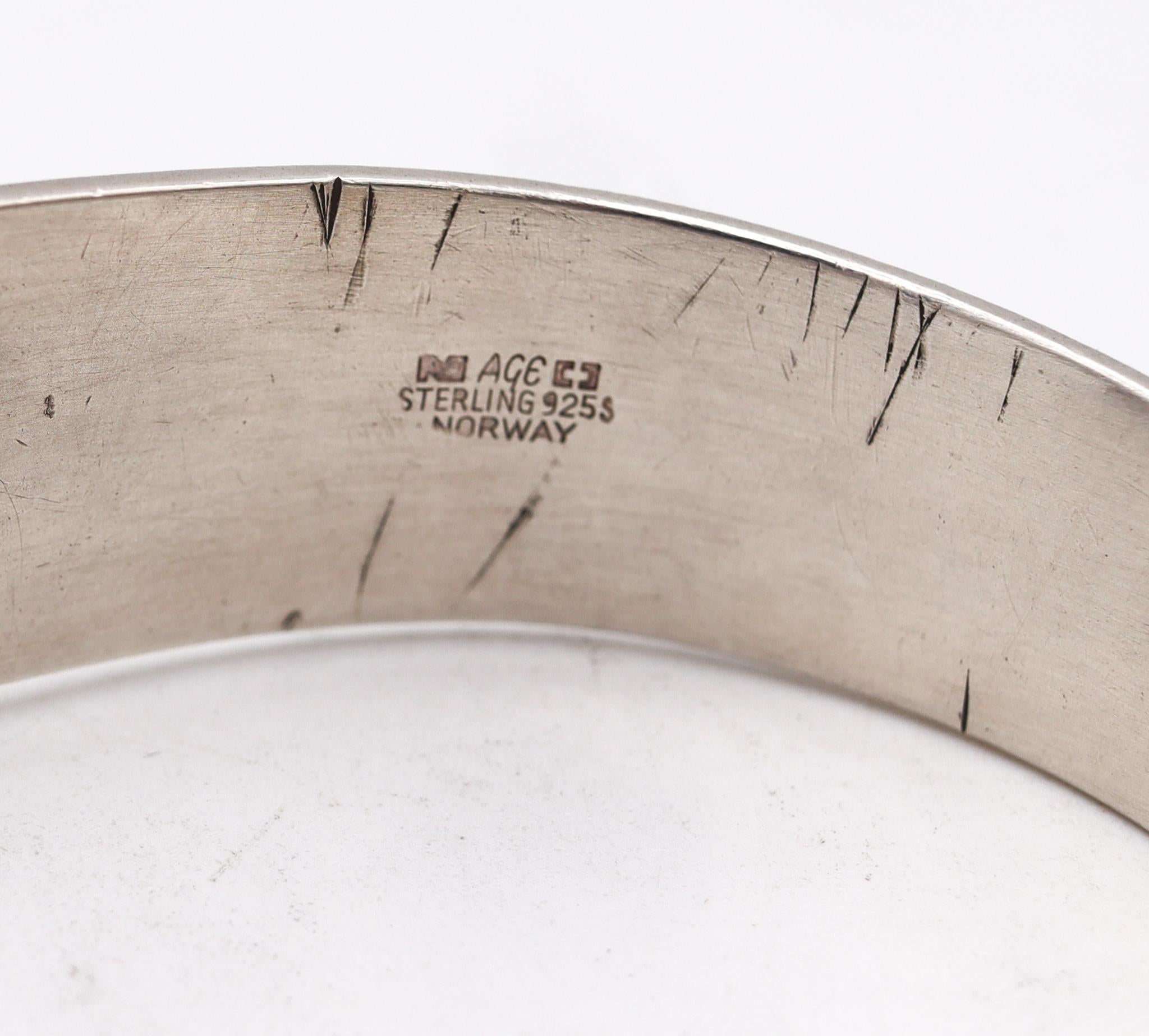 Anna Greta Eker 1970 Modernist Geometric Bangle Bracelet in .925 Sterling Silver 1