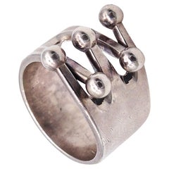 Anna Greta Eker 1970 Anello geometrico modernista in argento 925