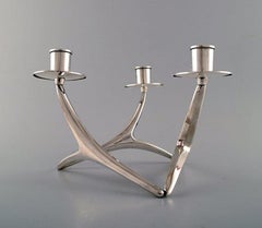 Anna-Greta Eker, a Three-Armed Modernist Silver Candle Stick, Auran Kultaseppä