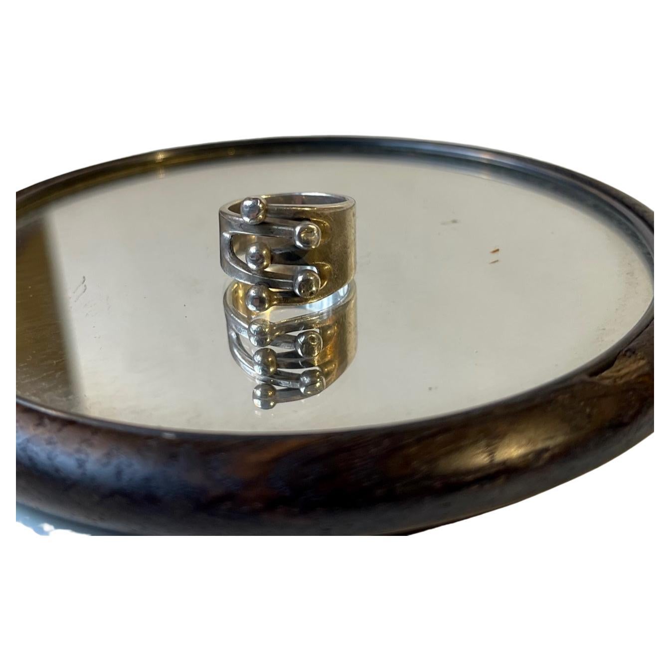 Anna Greta Eker Handmade Brutalist Ring in Sterling Silver For Sale