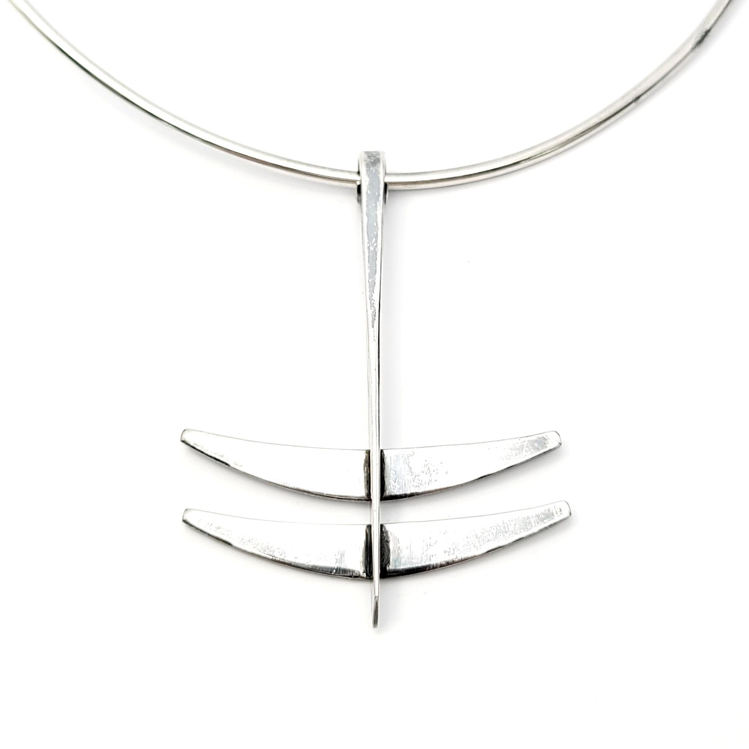 Modernist Vintage Erling Christoffersen Sterling Silver Anchor Pendant and Collar For Sale