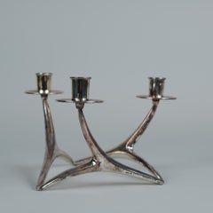 Anna Greta-Eker Reindeer Antler Candleholder in Silver, 1960s