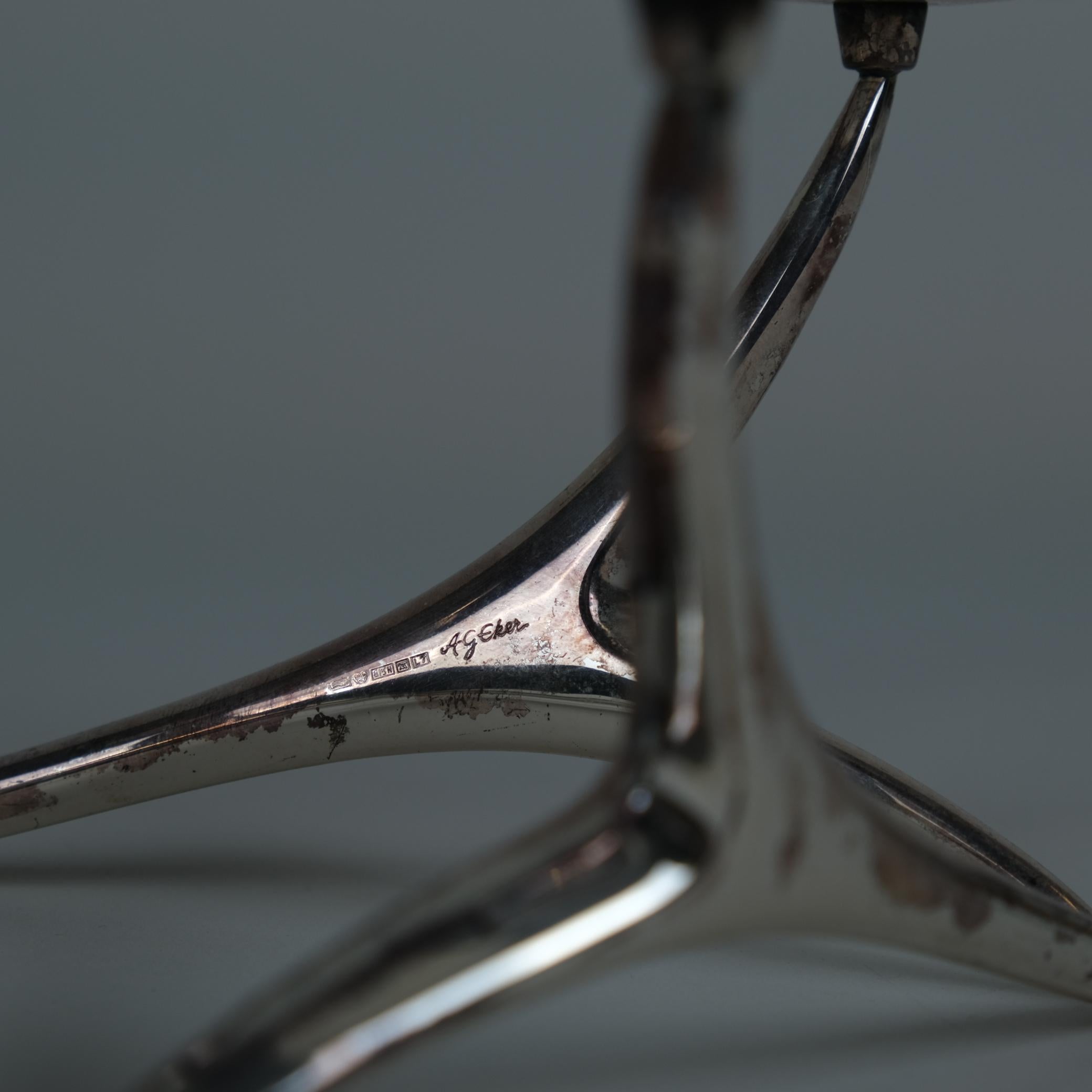 Anna Greta-Eker Reindeer Antler Candleholder in Silver, 1960s In Good Condition For Sale In Helsinki, FI