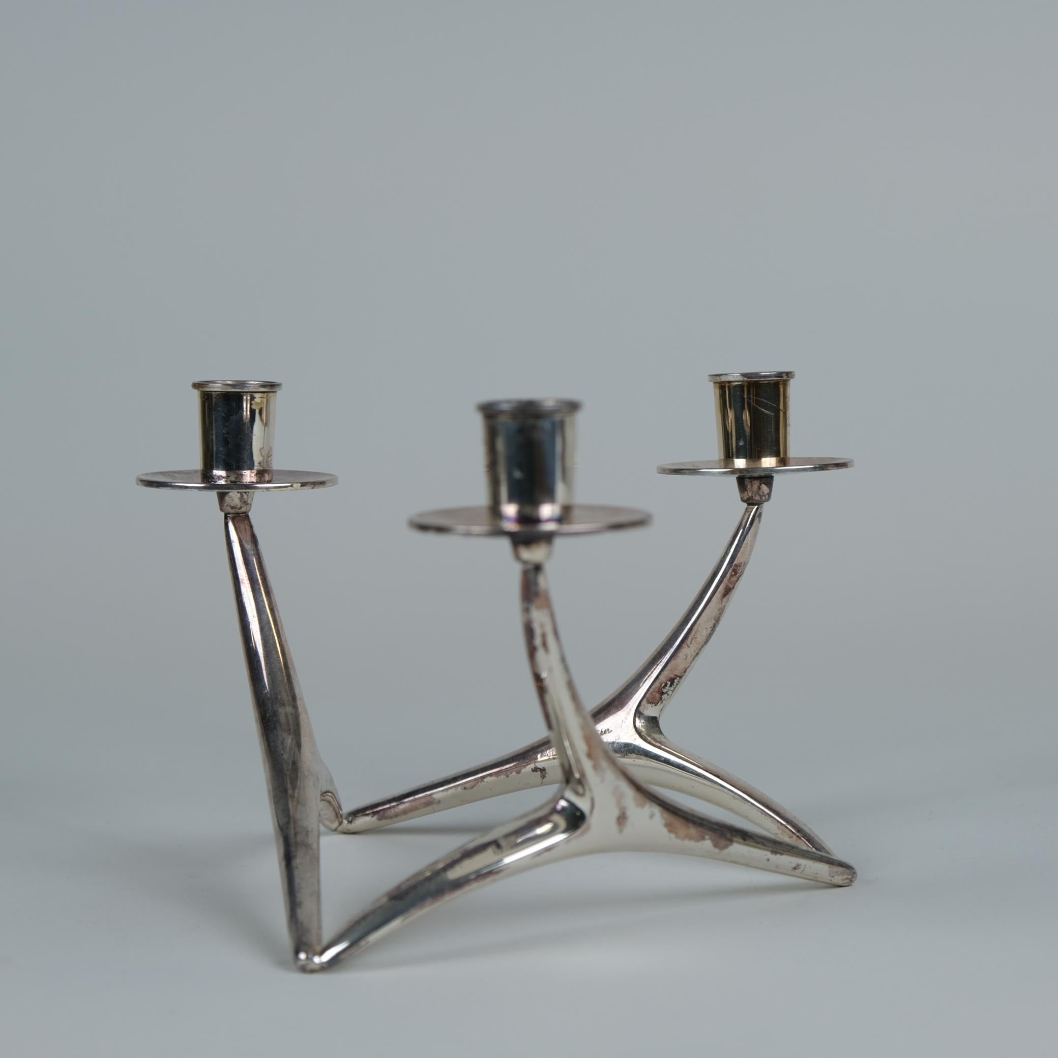 Anna Greta-Eker Reindeer Antler Candleholder in Silver, 1960s For Sale 2