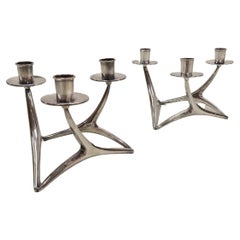 Vintage Two Anna Greta-Eker Candleholders In Silver