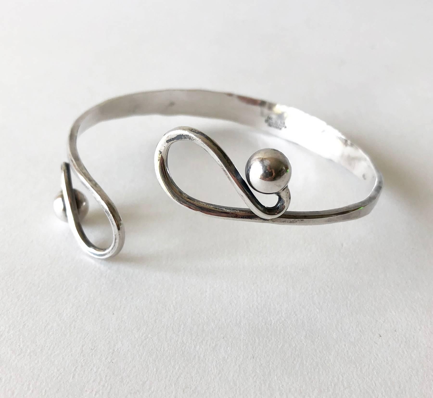 Sterling silver upper arm bracelet by Anna Greta Eker of Norway.  Bracelet was made for the upper arm measuring about 11.5