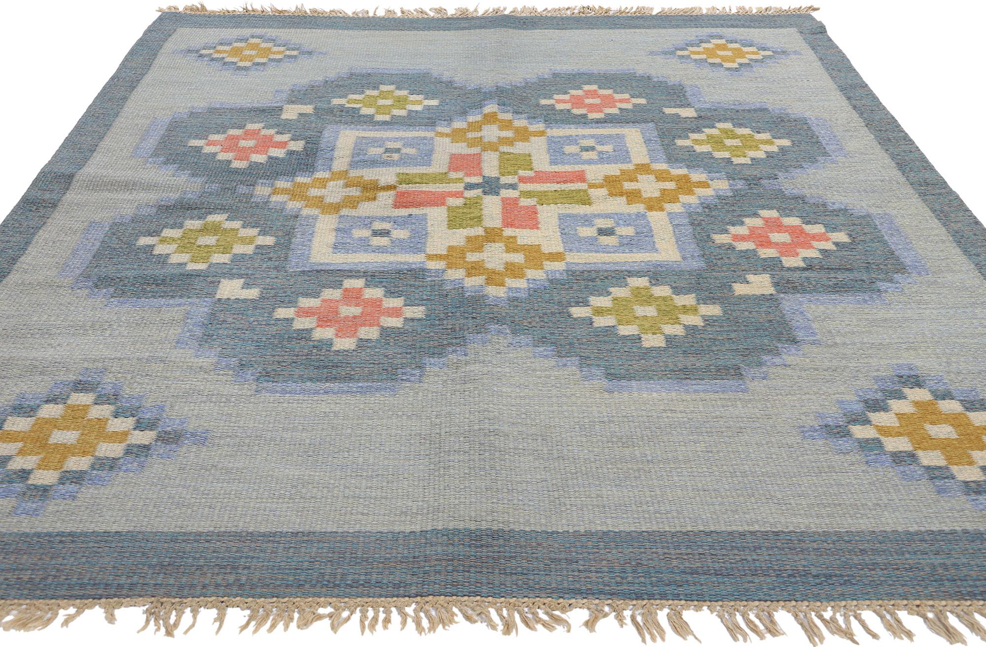 Scandinavian Modern Anna-Greta Sjöqvist Vintage Swedish Scandinavian Röllakan Rug, 5'05 x 8'00 For Sale