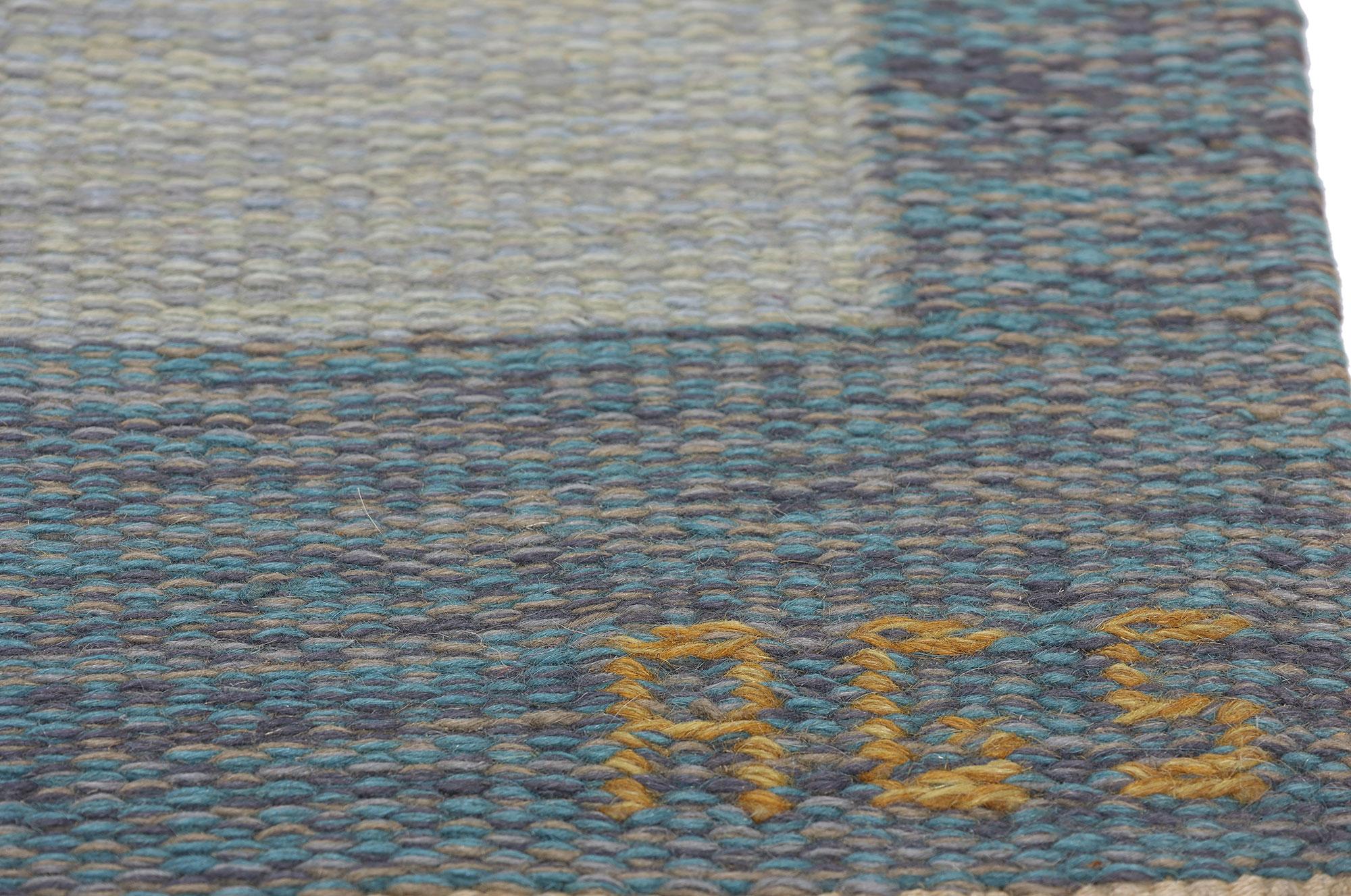 20th Century Anna-Greta Sjöqvist Vintage Swedish Scandinavian Röllakan Rug, 5'05 x 8'00 For Sale